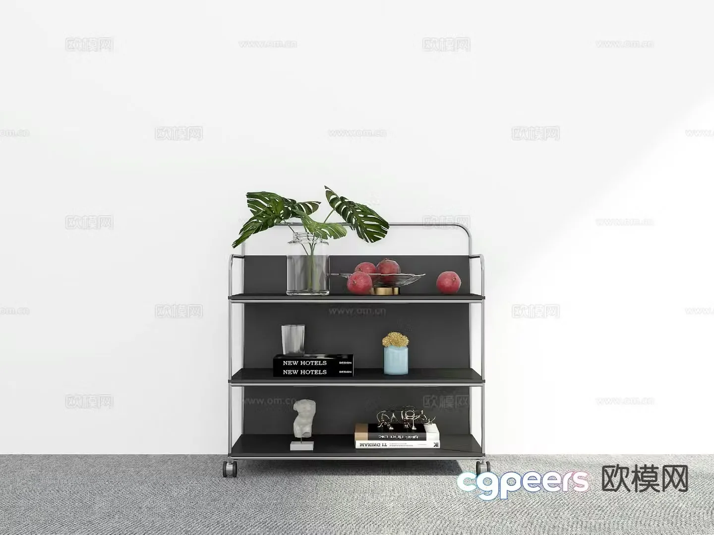 Modern trolley mobile side table 3d model