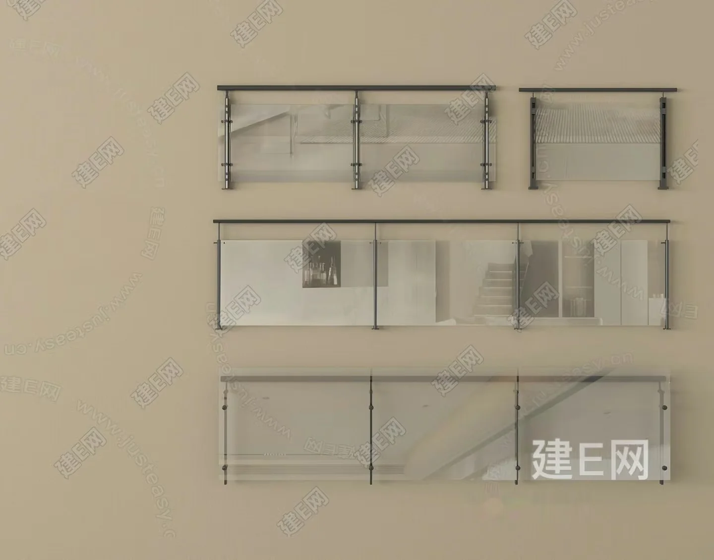 Modern Glass Railing 3D Model – 12233 – VRAY Render