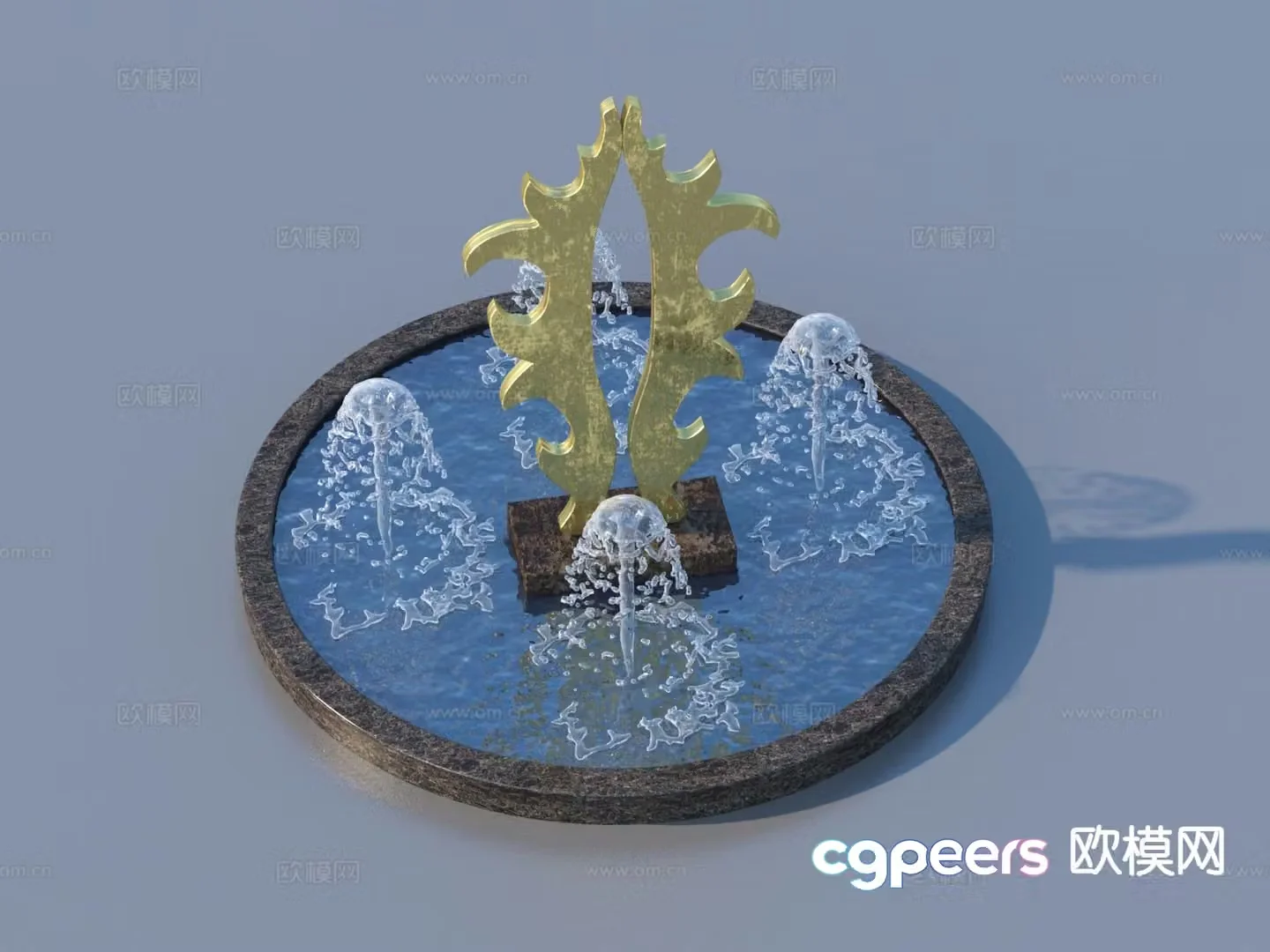 Urban sculpture water fountain landscape sculpture 3d model