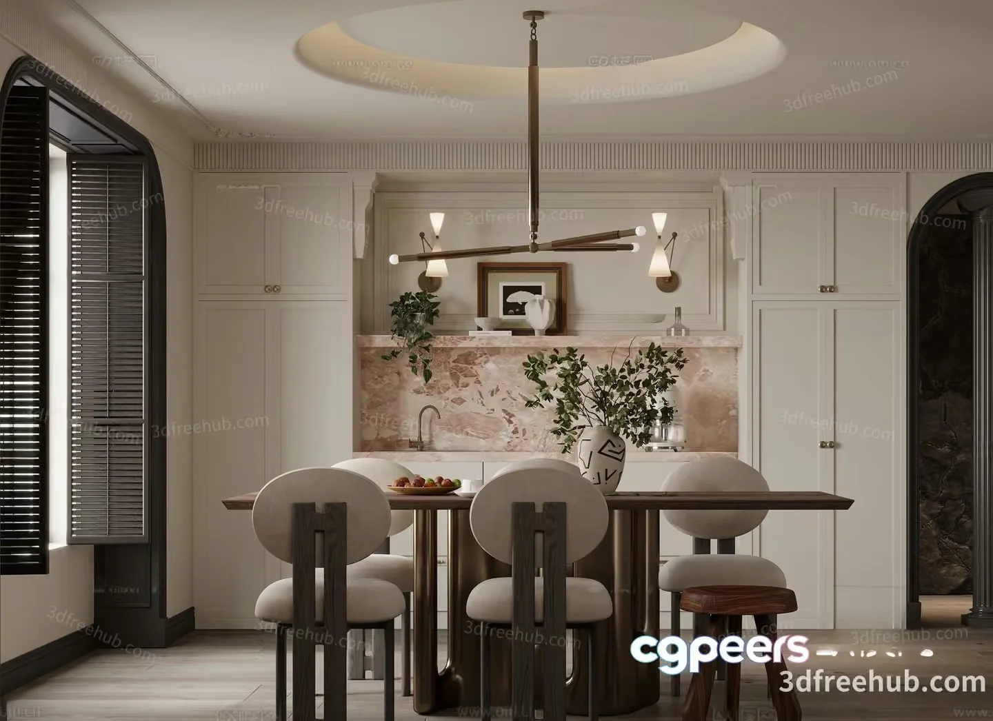 Modern Dining Room 3D Model – 18721 – VRAY Render