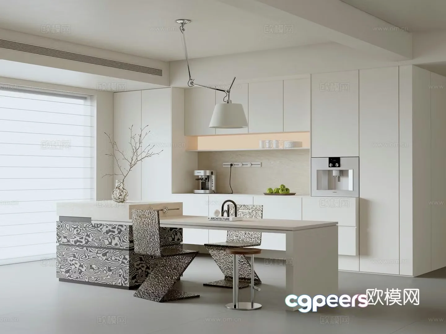 Modern minimalist restaurant 3d model