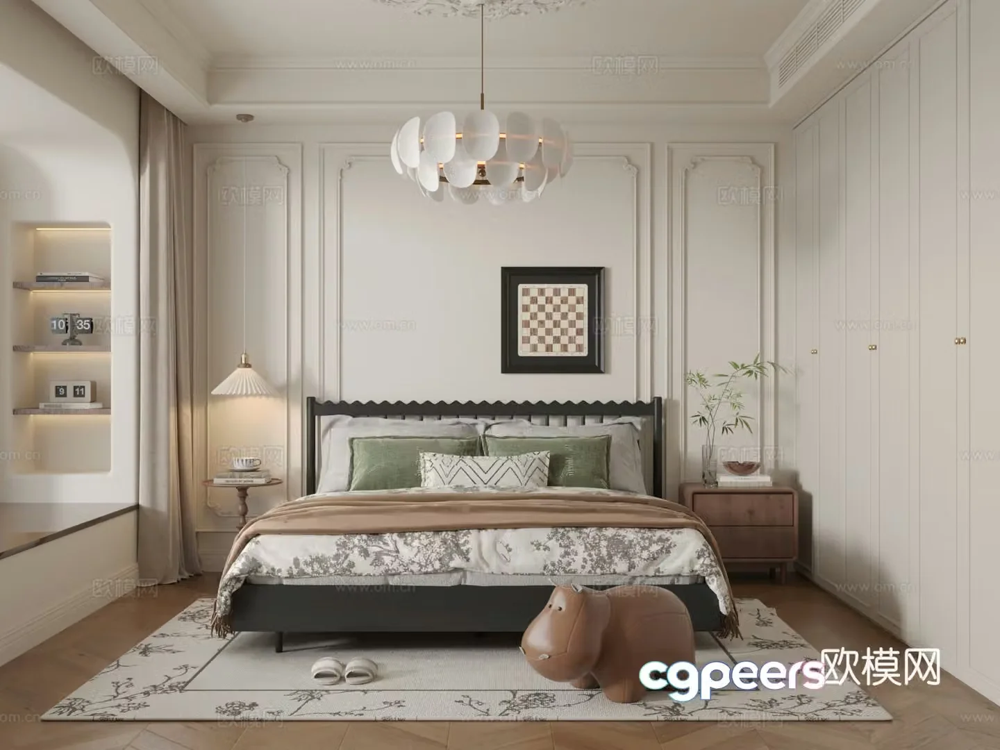 French retro bedroom 3d model