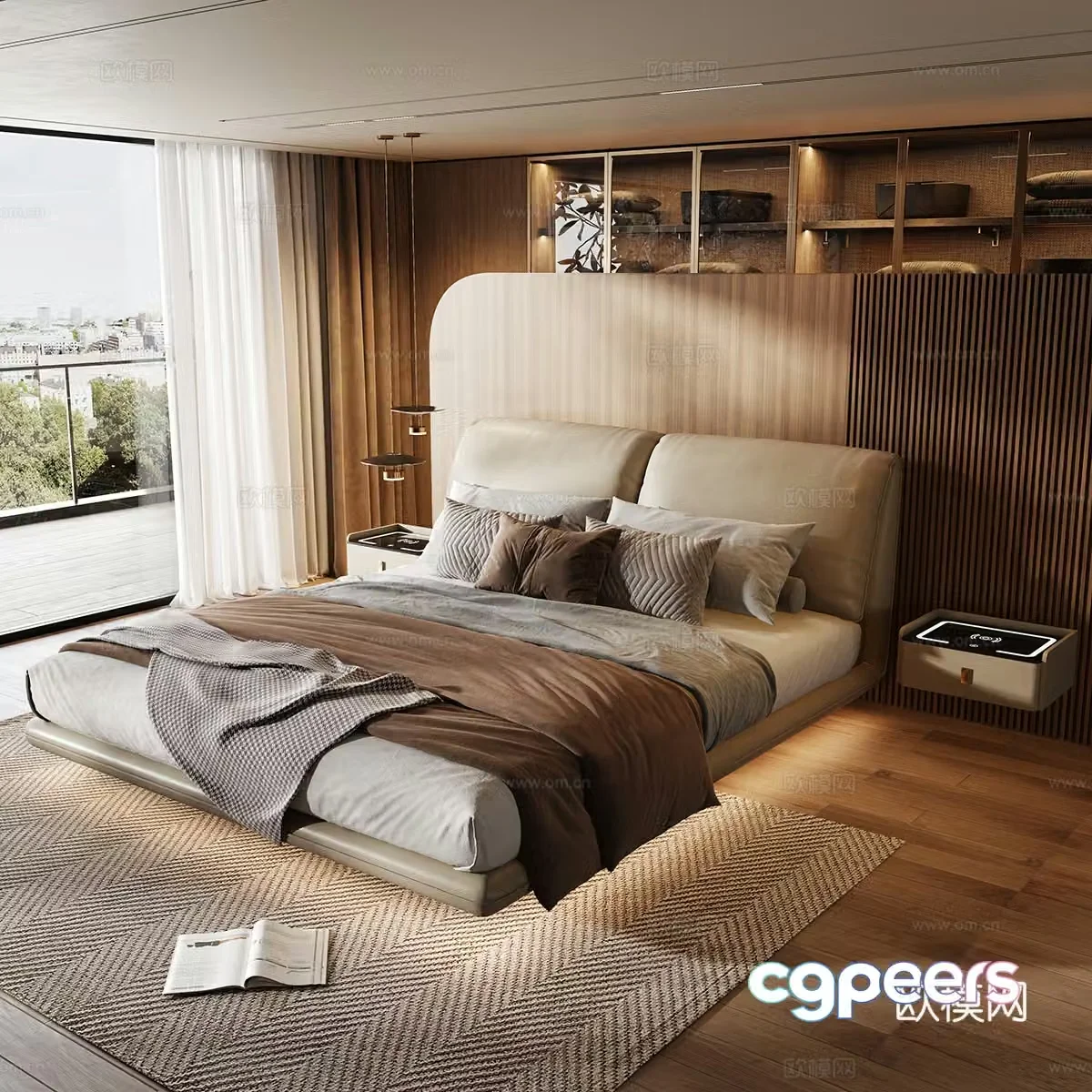 Modern double bed suspended bed home bedroom bed leather bed 3d model 3d model