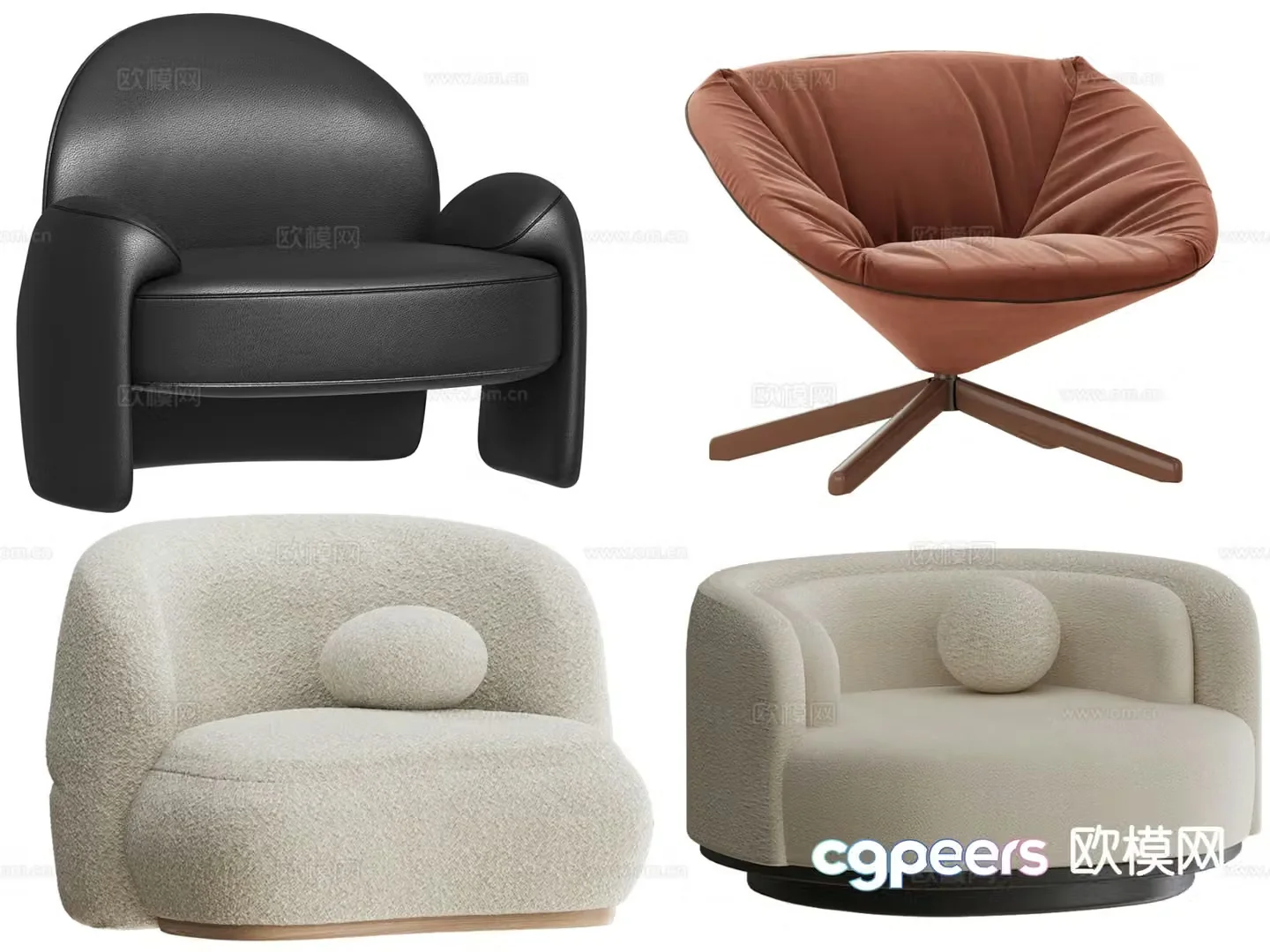 European style leisure sofa single sofa 3d model