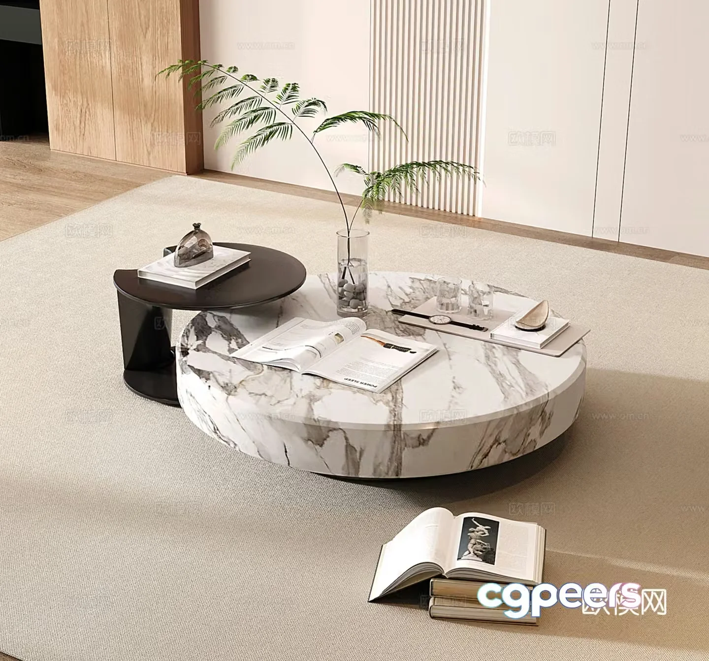 Modern coffee table marble 3d model