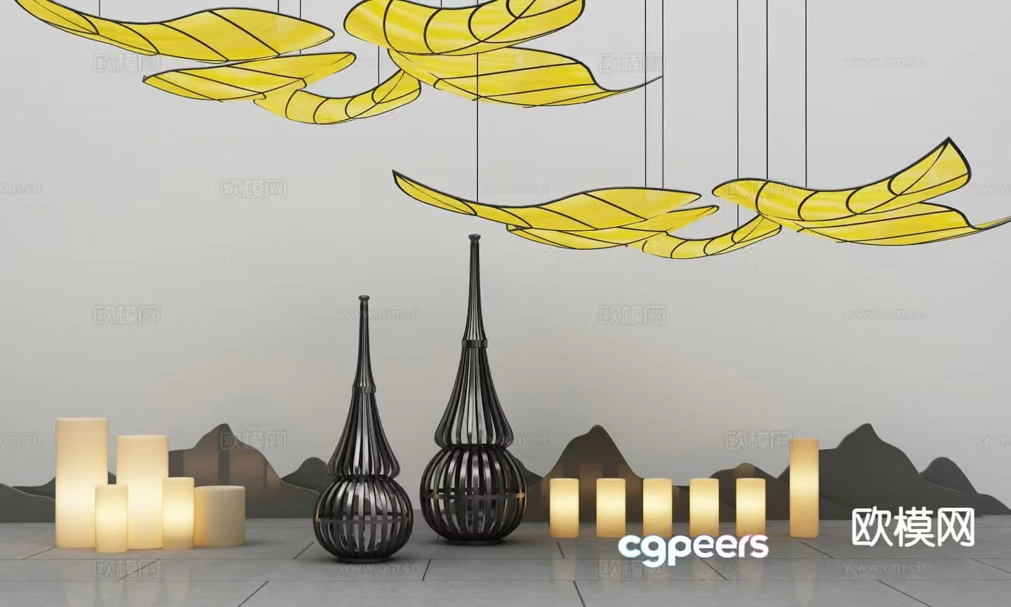 New Chinese style chandelier 3d model