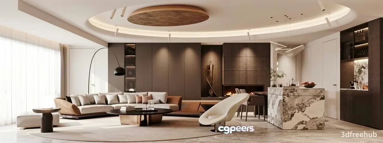 Modern Living Room 3D Model – 20004 – VRAY Render