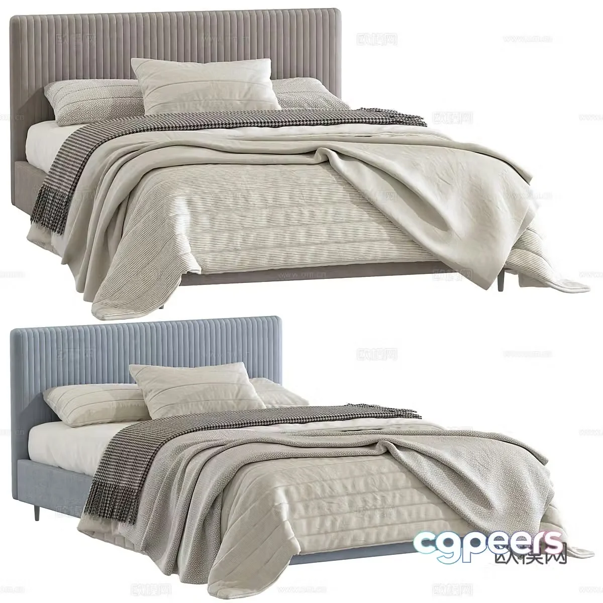 Modern Rabbit fabric double bed 3d model
