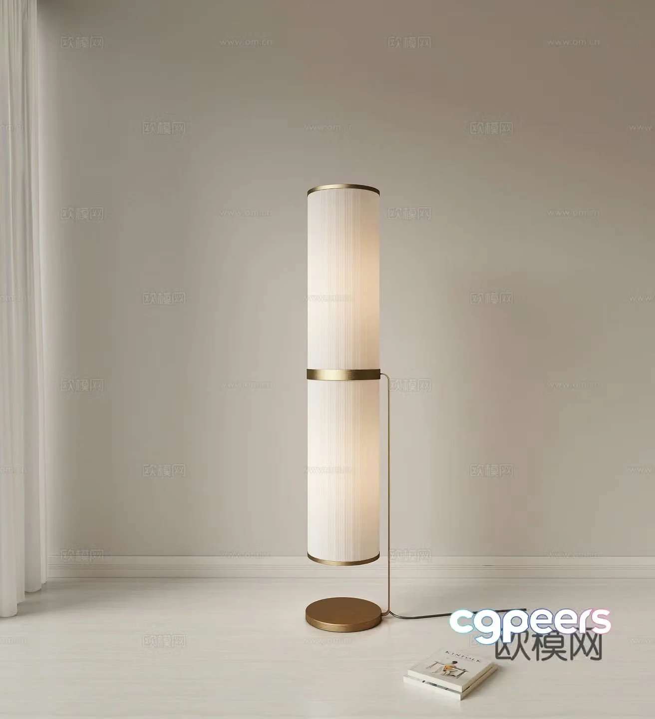 Modern light luxury metal floor lamp Living room floor lamp Study room floor lamp Retro floor lamp 3D model