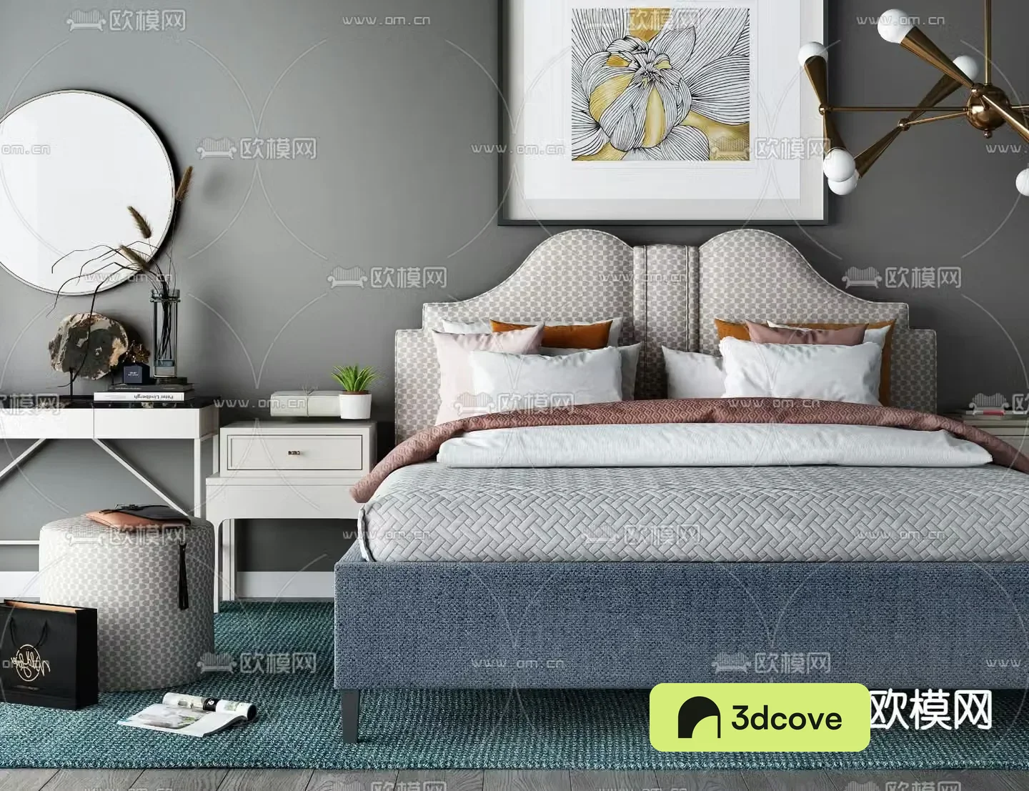 Simple European double bed