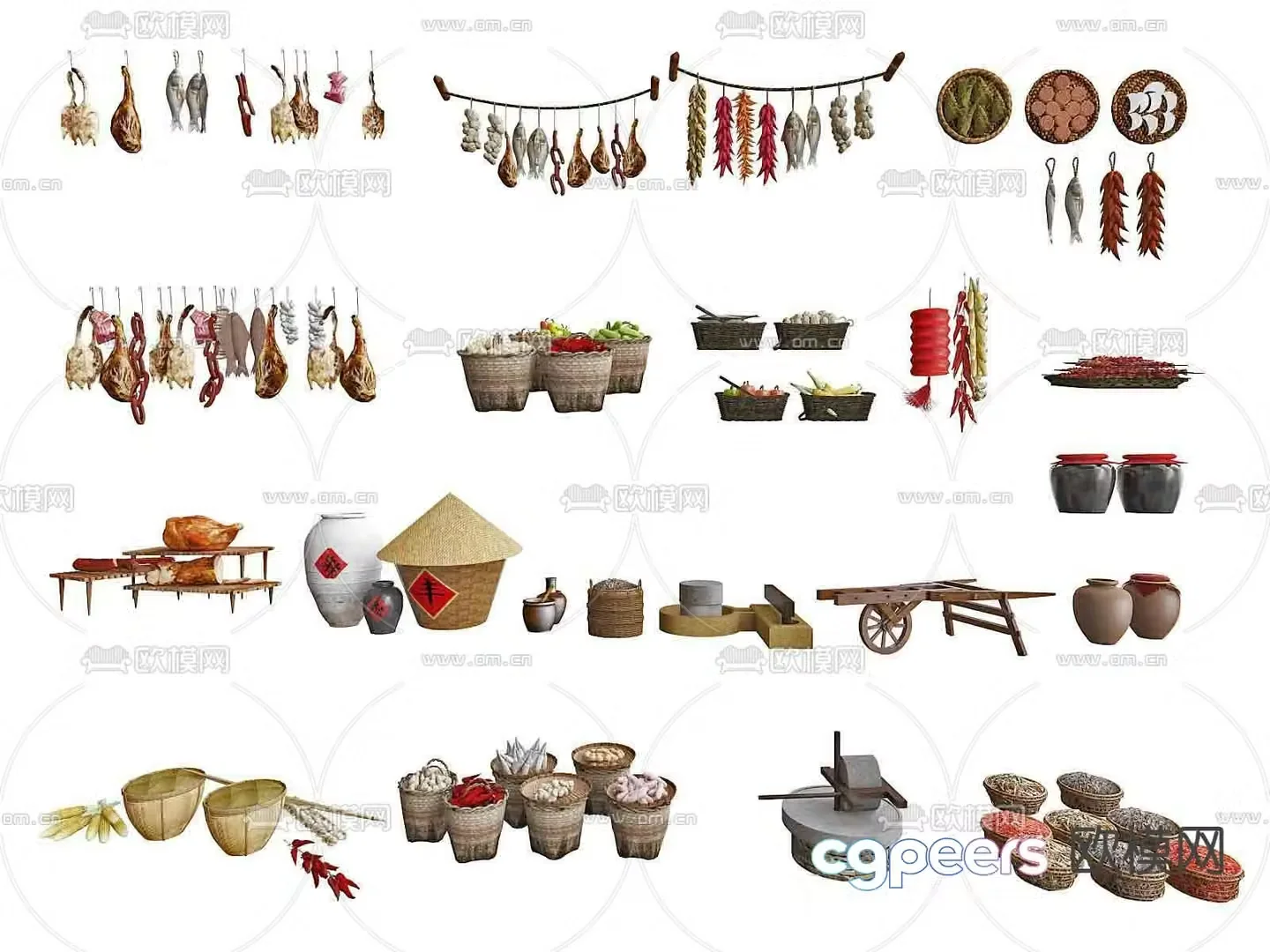 Rural farming sketch folk sketch 3D model