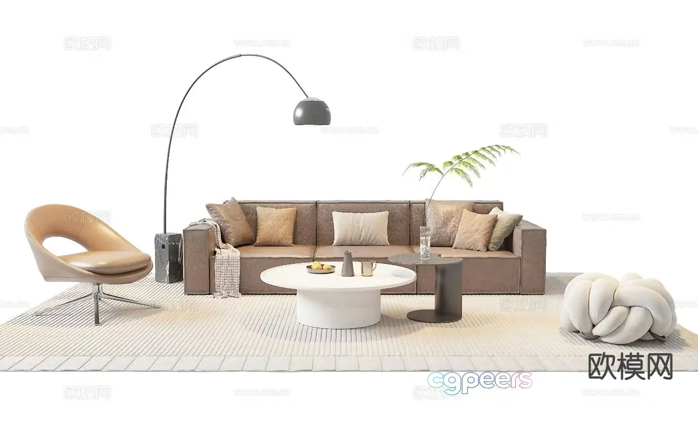 Modern sofa coffee table modular sofa 3d model