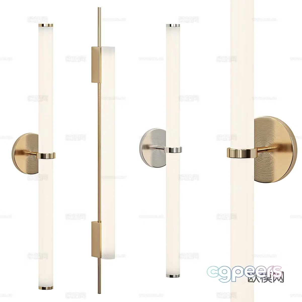 Modern light luxury metal glass decorative wall light 3d model