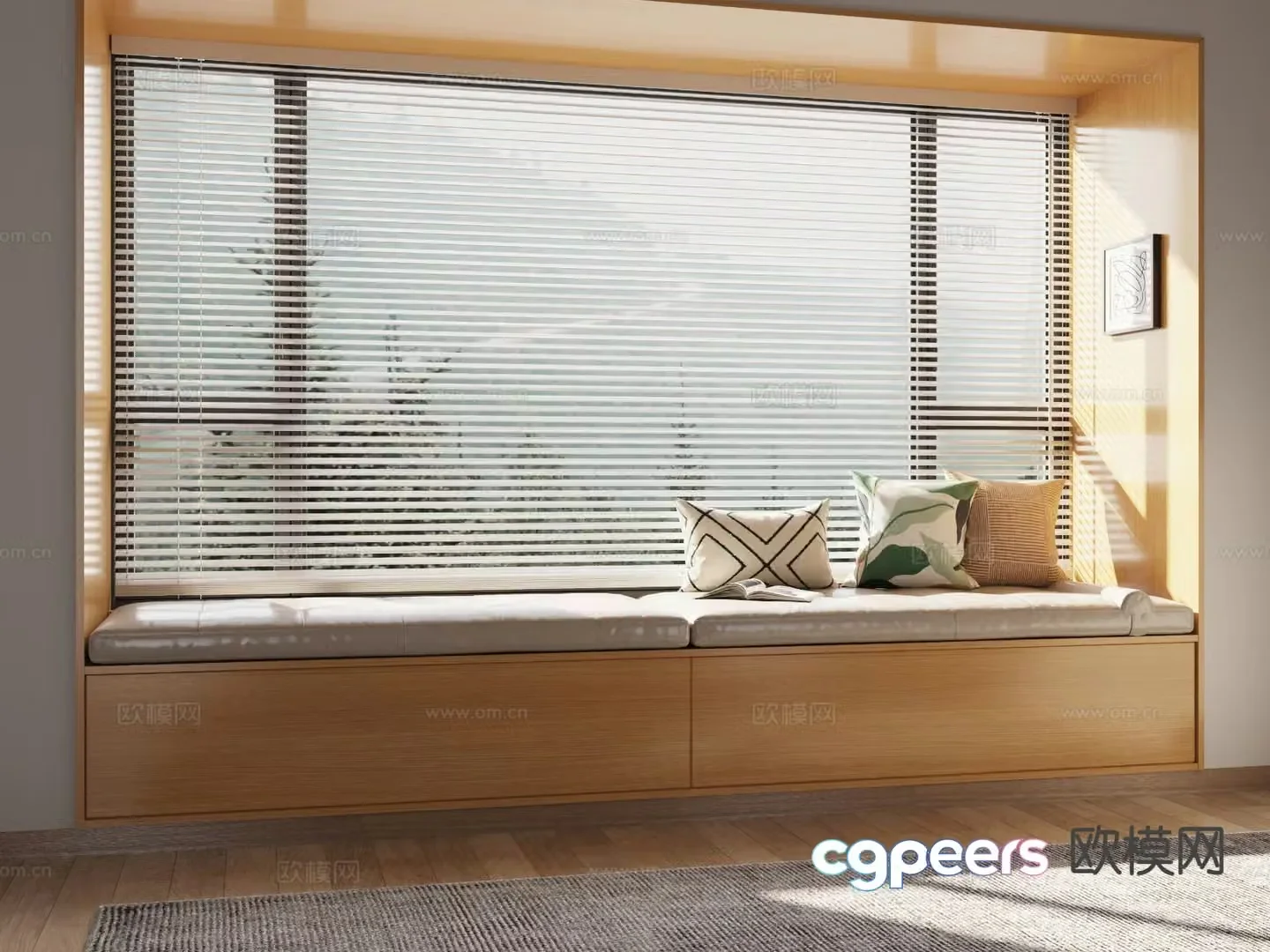 Bedroom bay window bay window cushion sofa cushion pillow 3d model