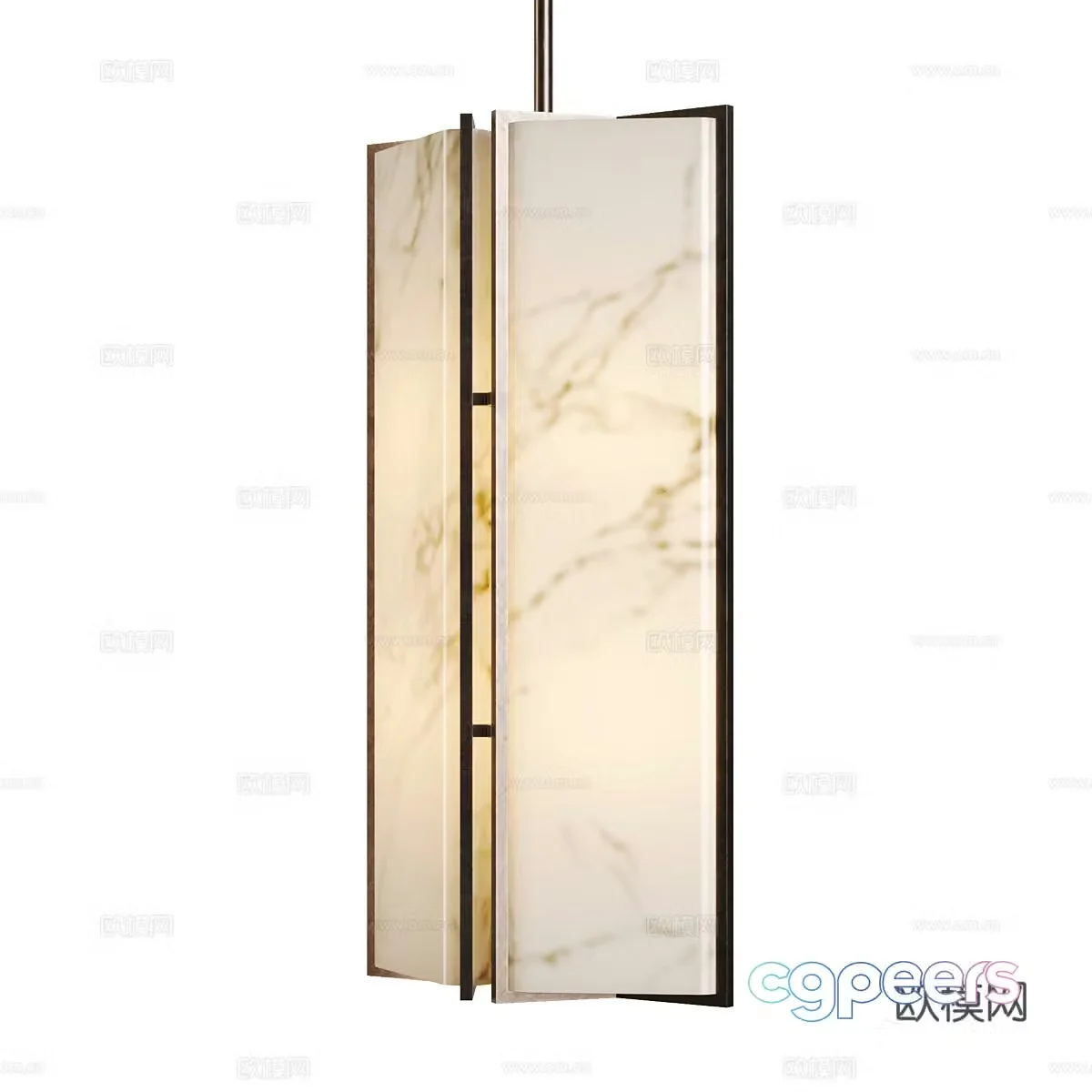 New Chinese light luxury stone chandelier 3D model