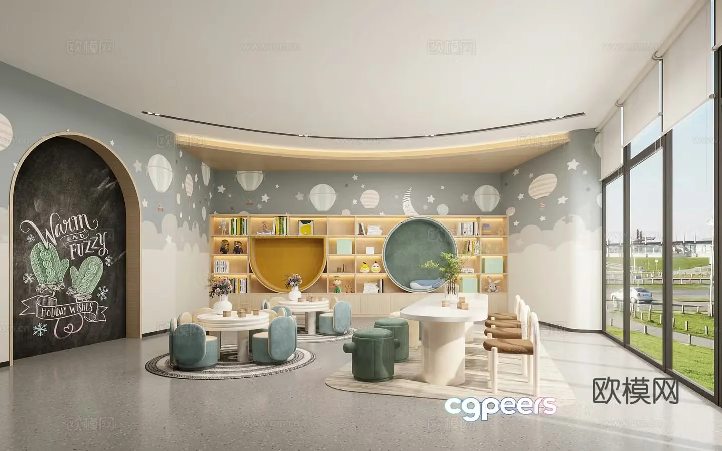 Modern kindergarten standard classroom 3D model