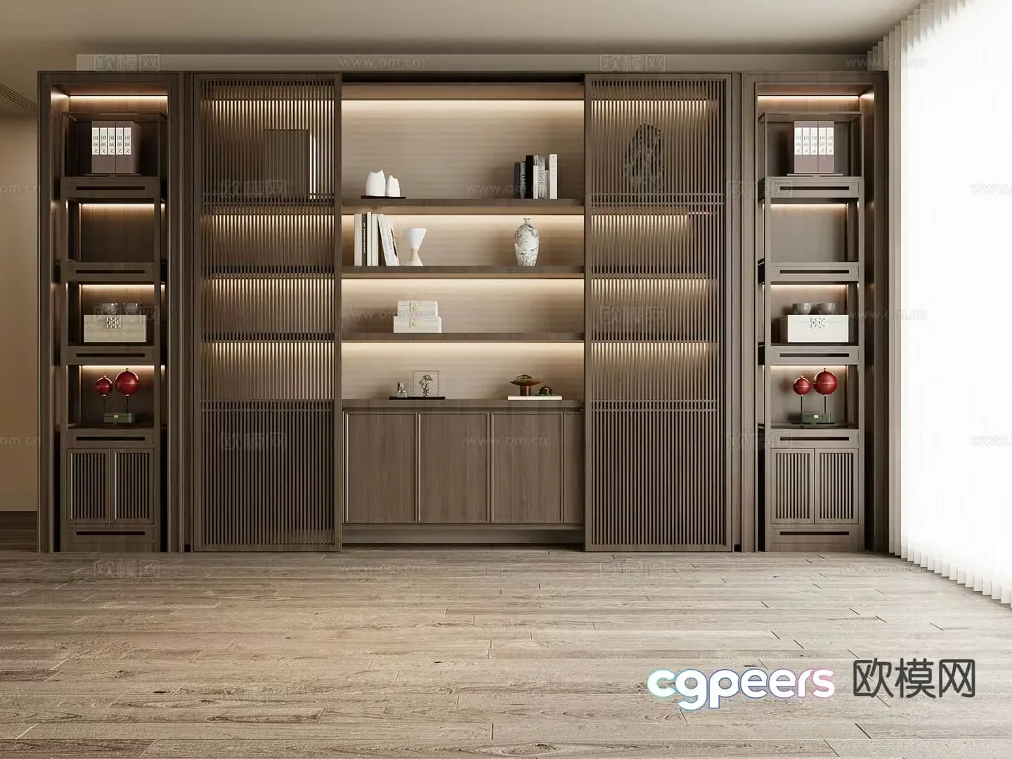 New Chinese style bookcase display cabinet 3d model