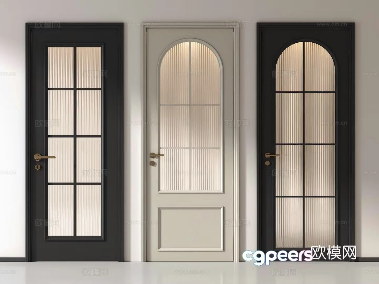 French glass door Bathroom door Glass door Single-open door Kitchen and bathroom door 3D model
