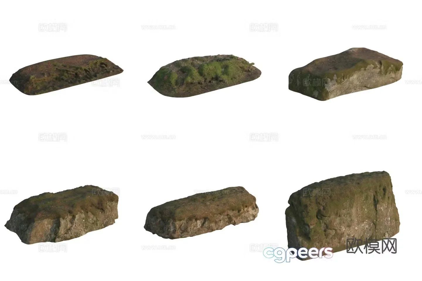 3D model of ground embankment soil slope stone