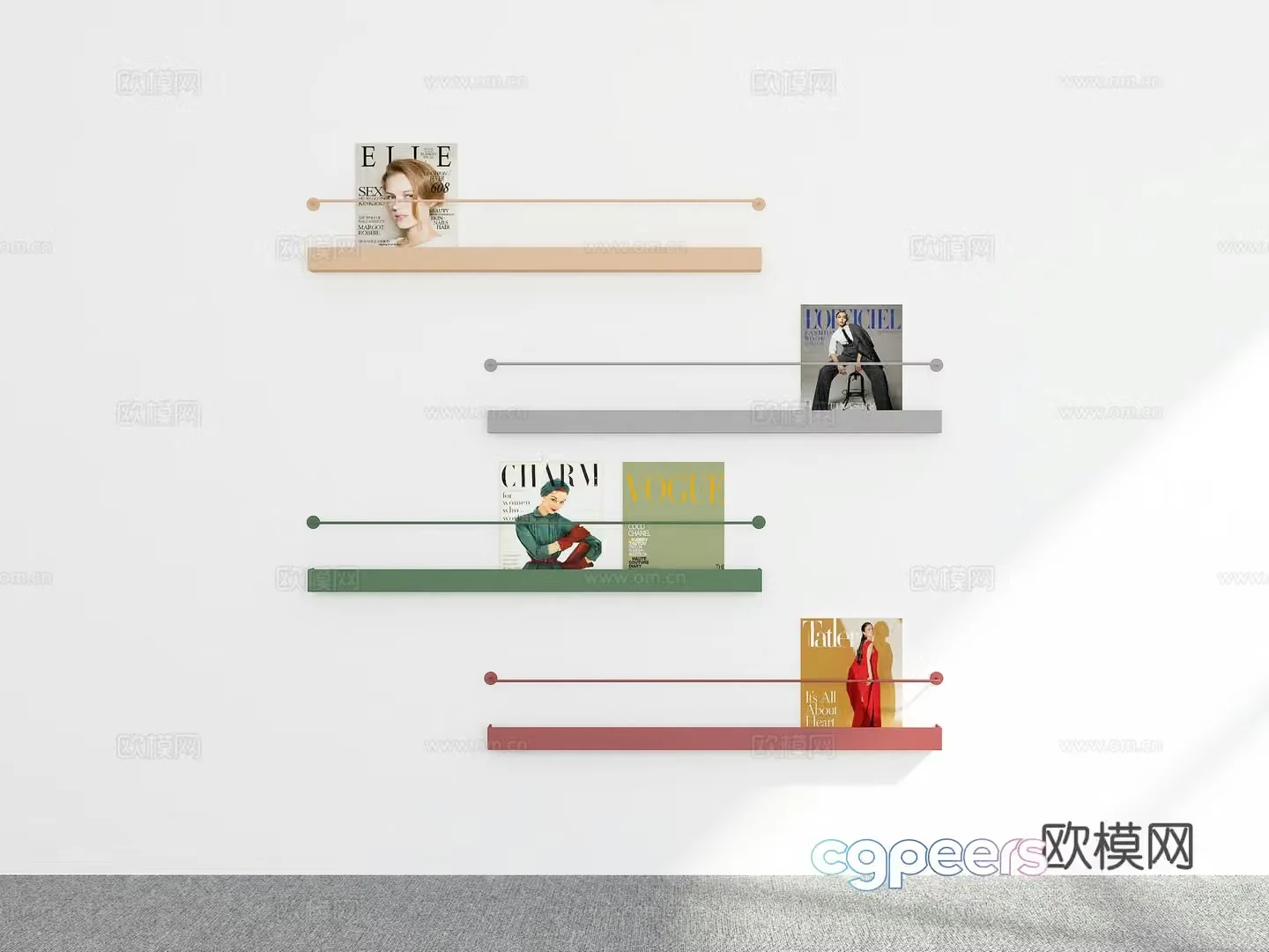 Modern bookshelf wall cabinet 3d model