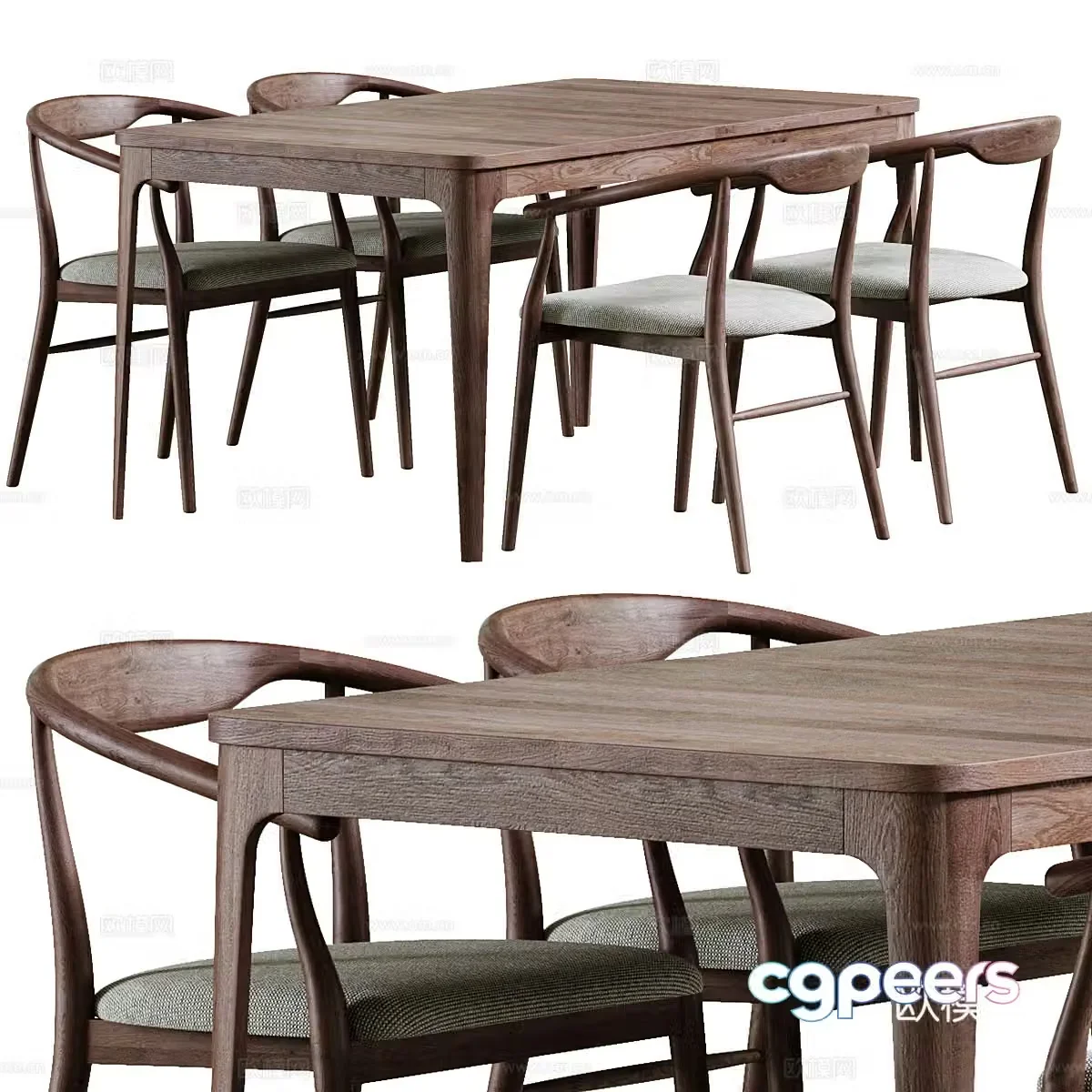New Chinese dining table and chair 3D model