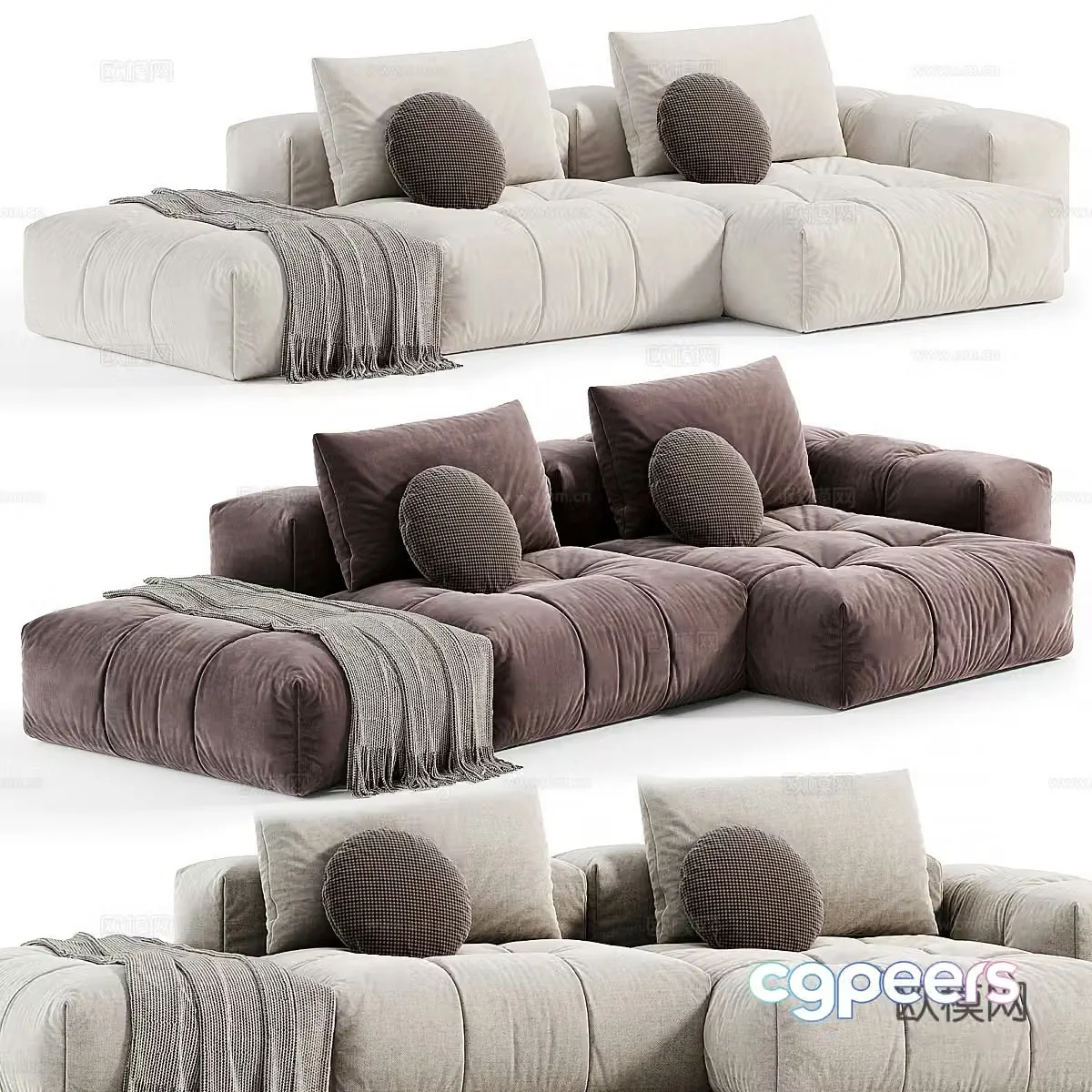 Modern Italian L-shaped sofa 3D model