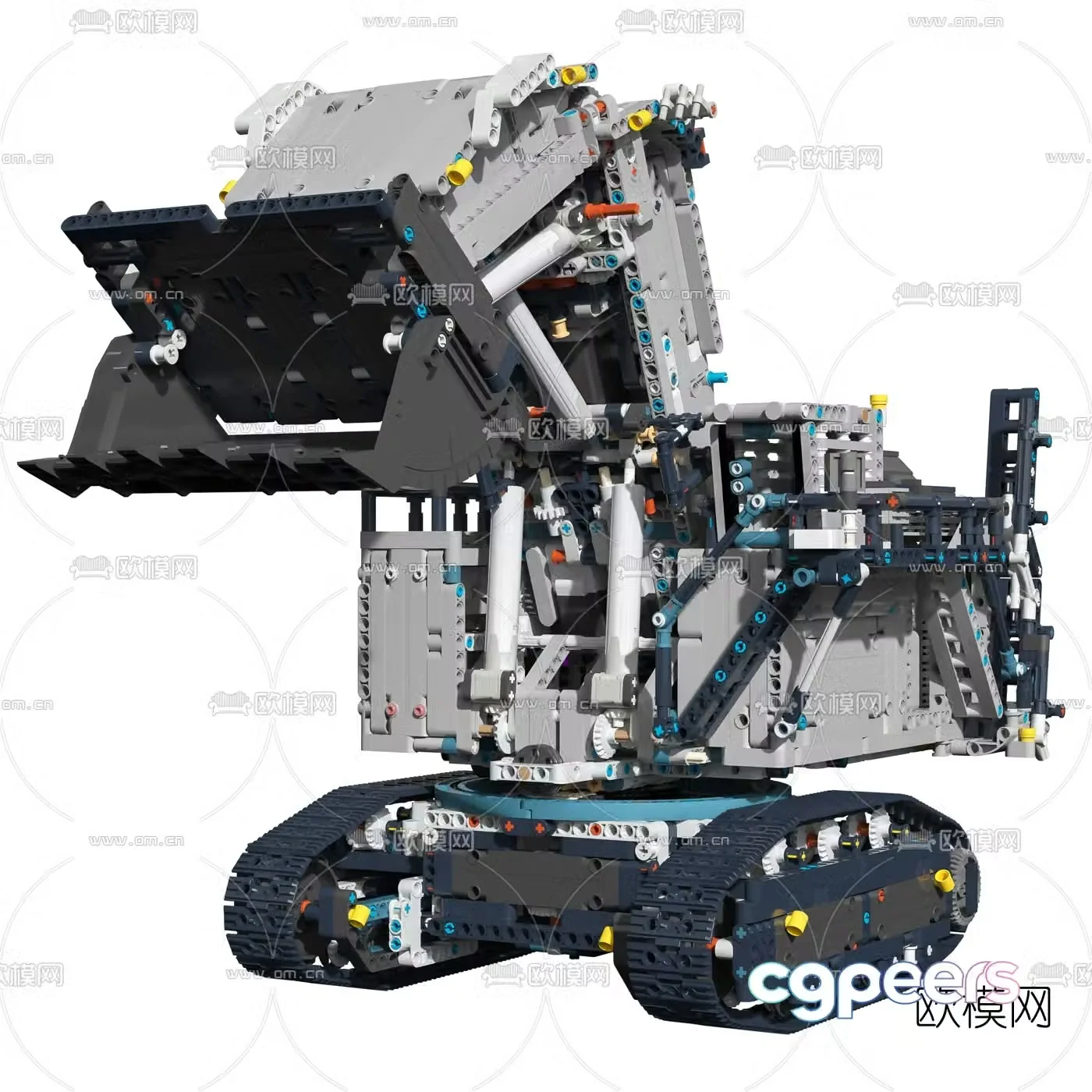 Modern lego excavator toy 3d model