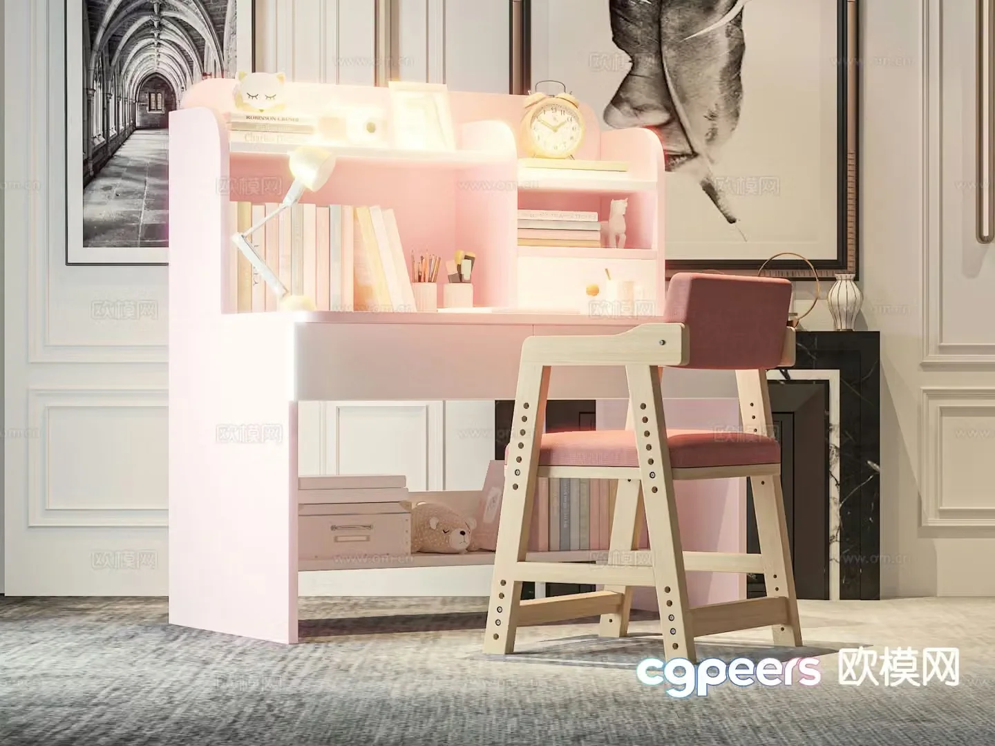 Children’s desk study table 3d model