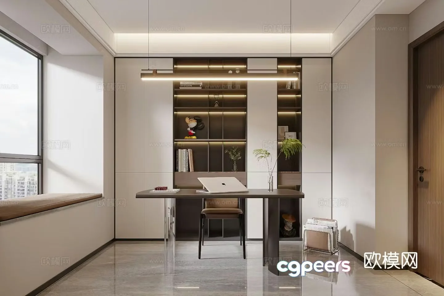 Modern study room 3d model