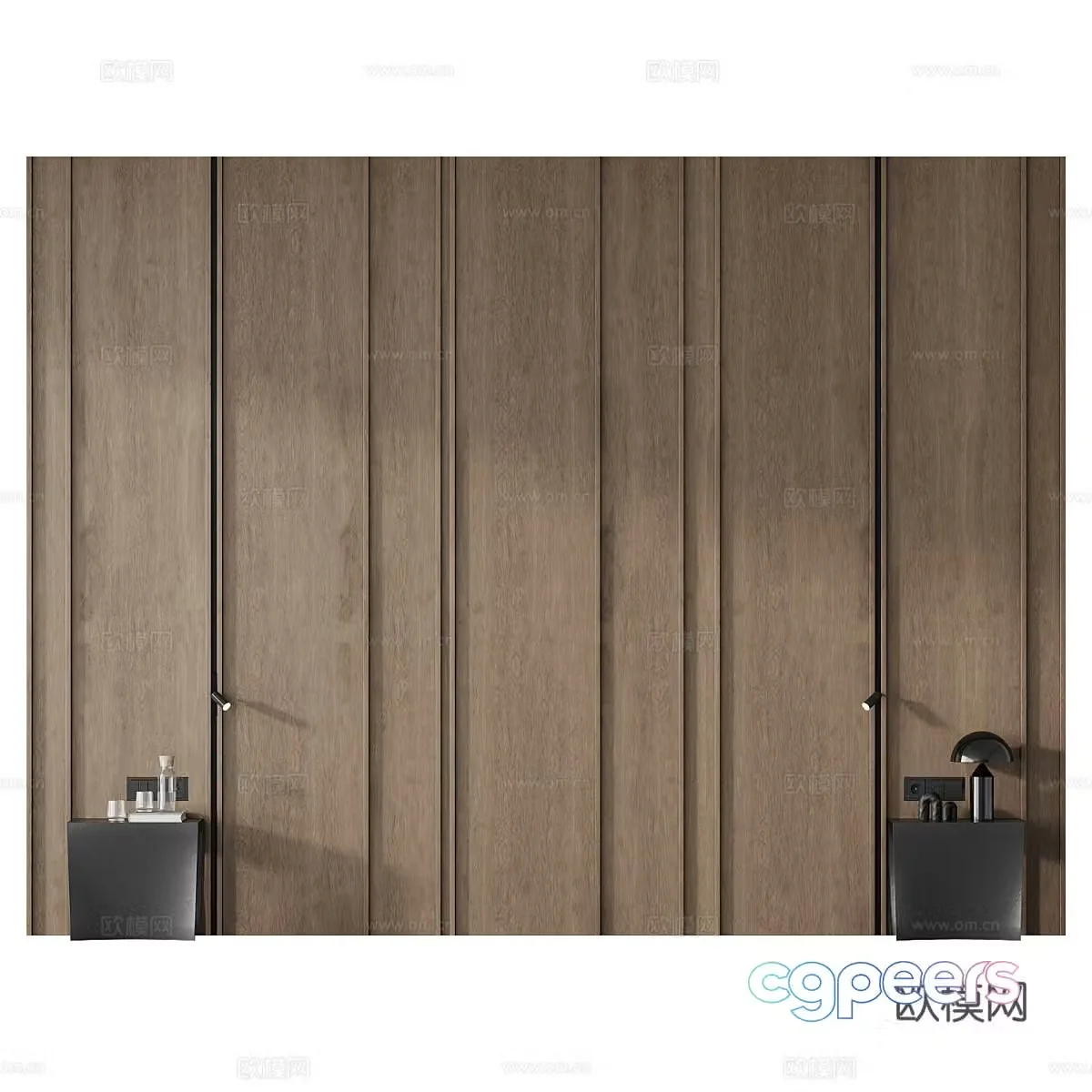 New Chinese style bedside background wall 3D model