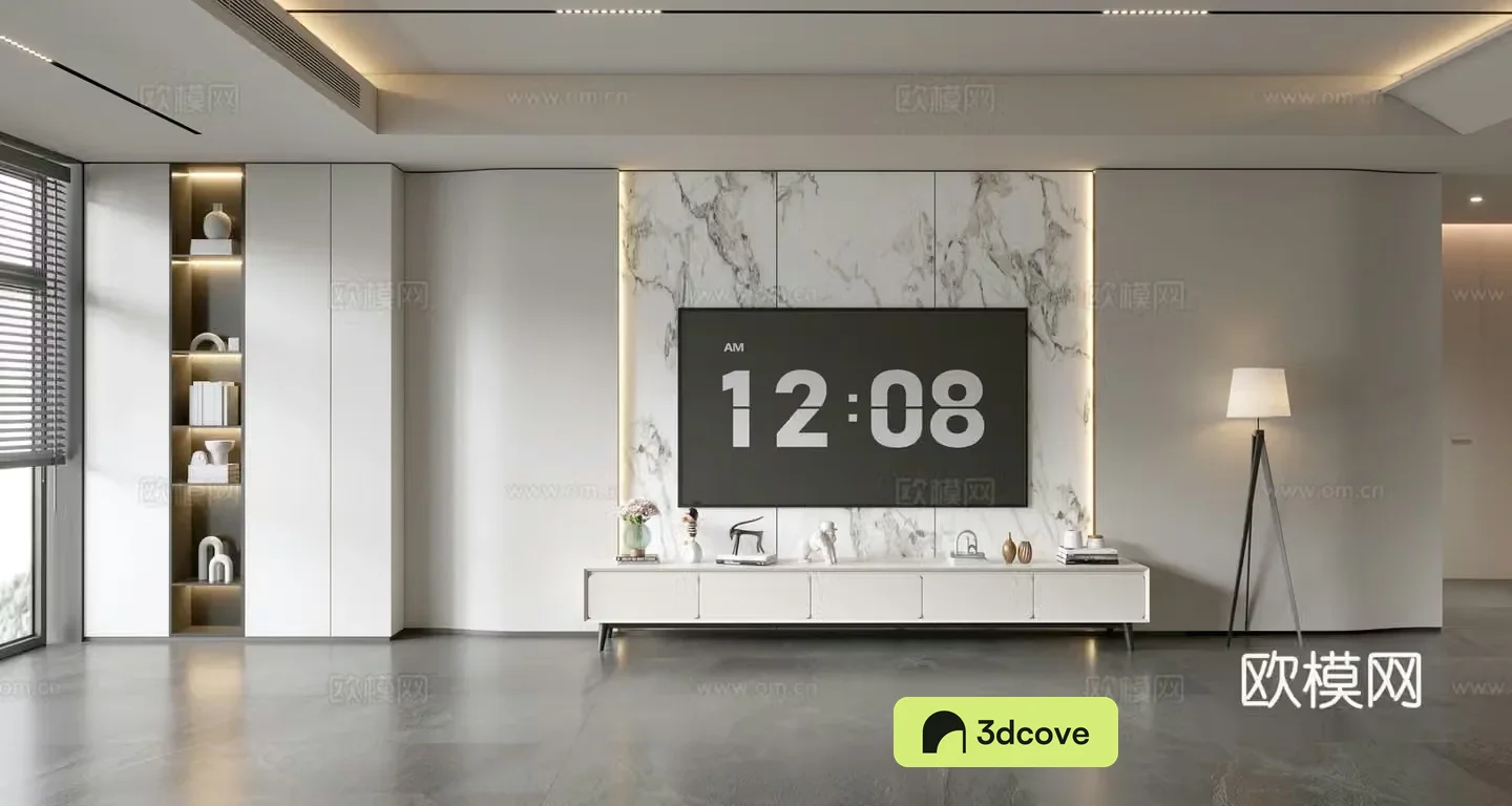 Modern simple living room light luxury TV background wall TV set full wall TV cabinet combination
