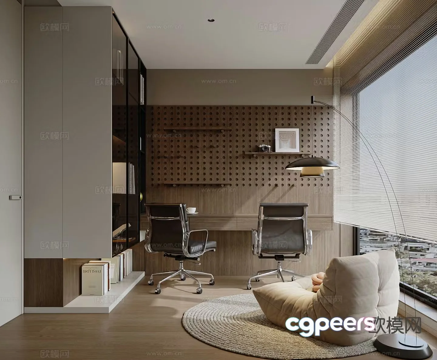 Modern study room 3d model