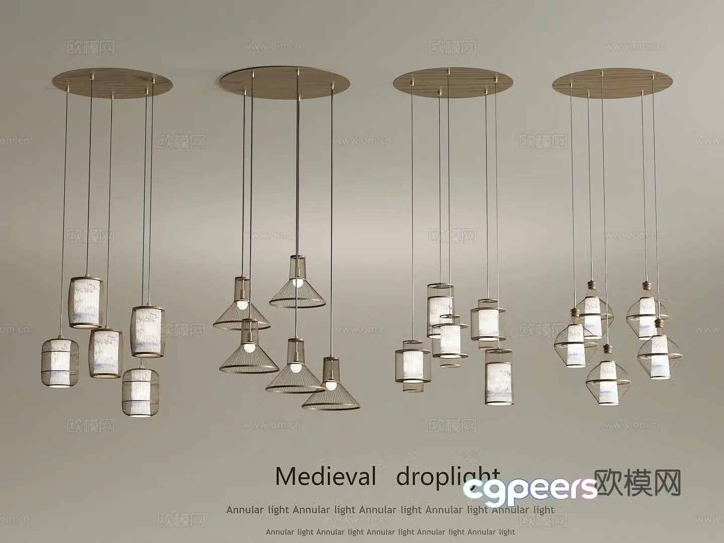 New Chinese style small chandelier 3D model