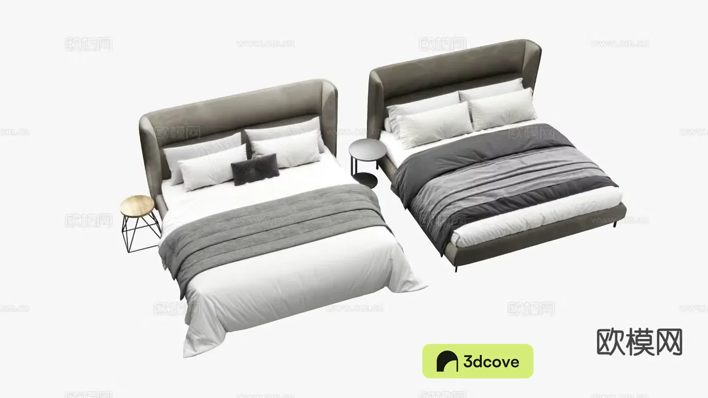 Italian minimalist double bed 3D model