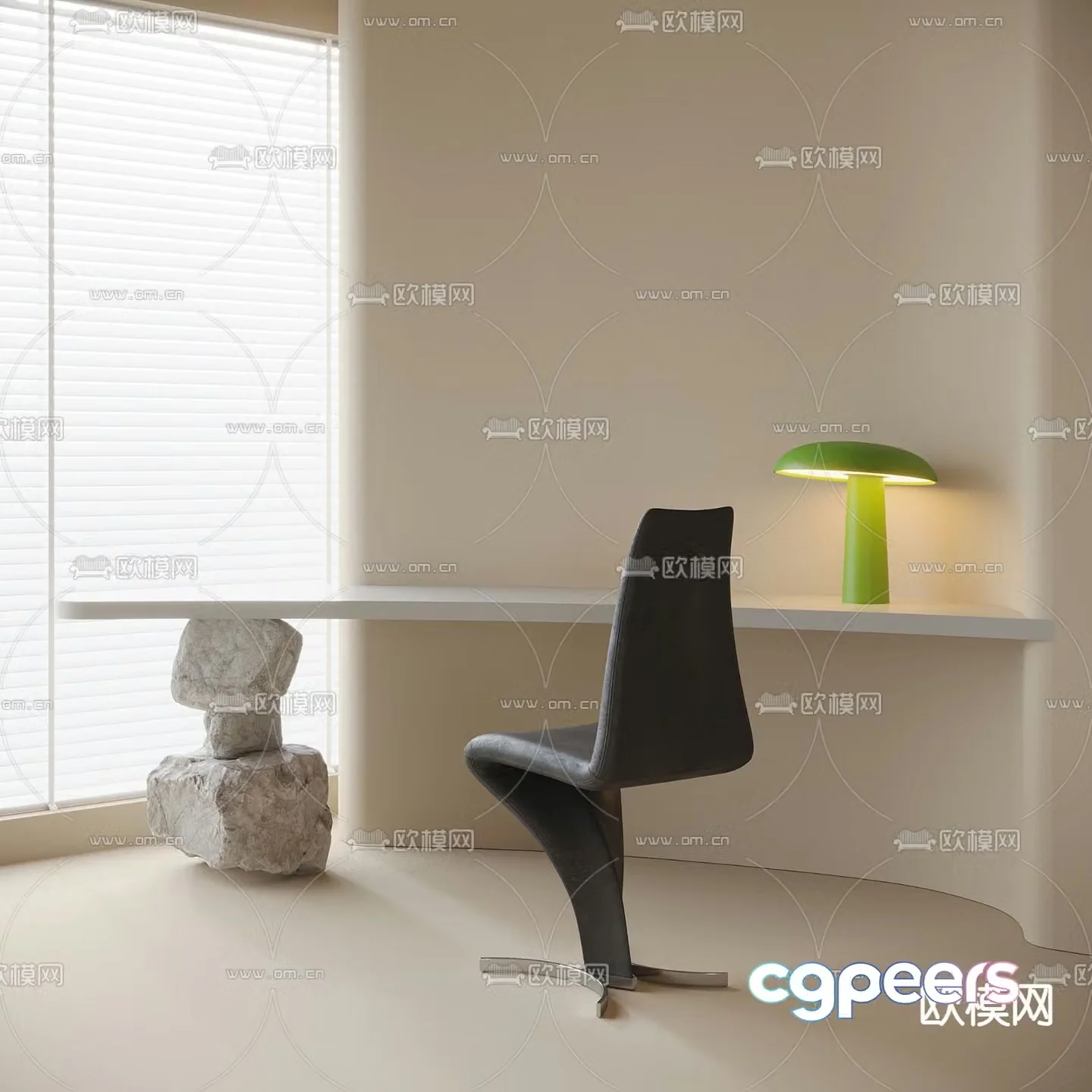 Special shaped desk and chair 3d model