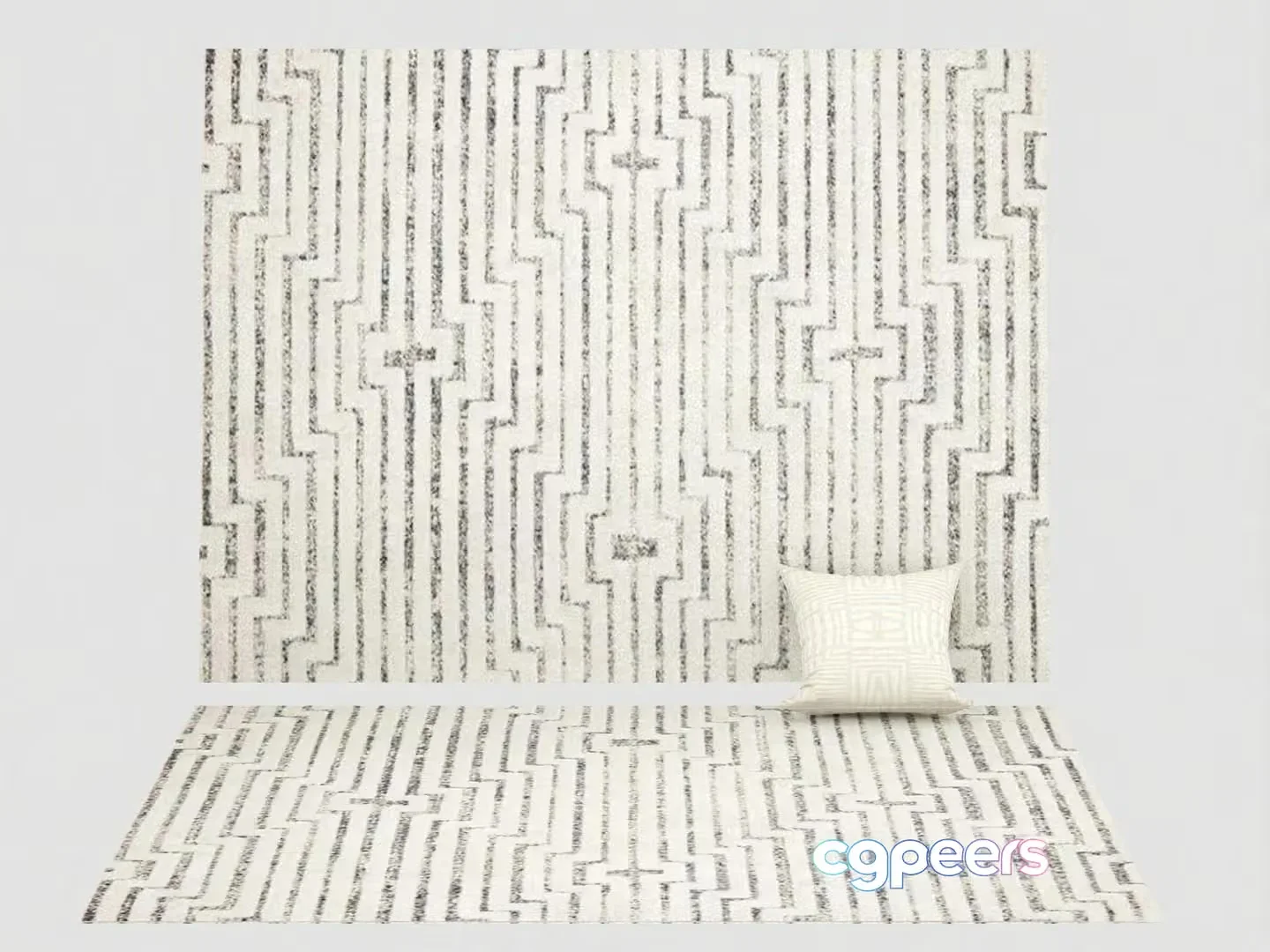 White And Grey Rug 3D Model – 20050 – VRAY Render
