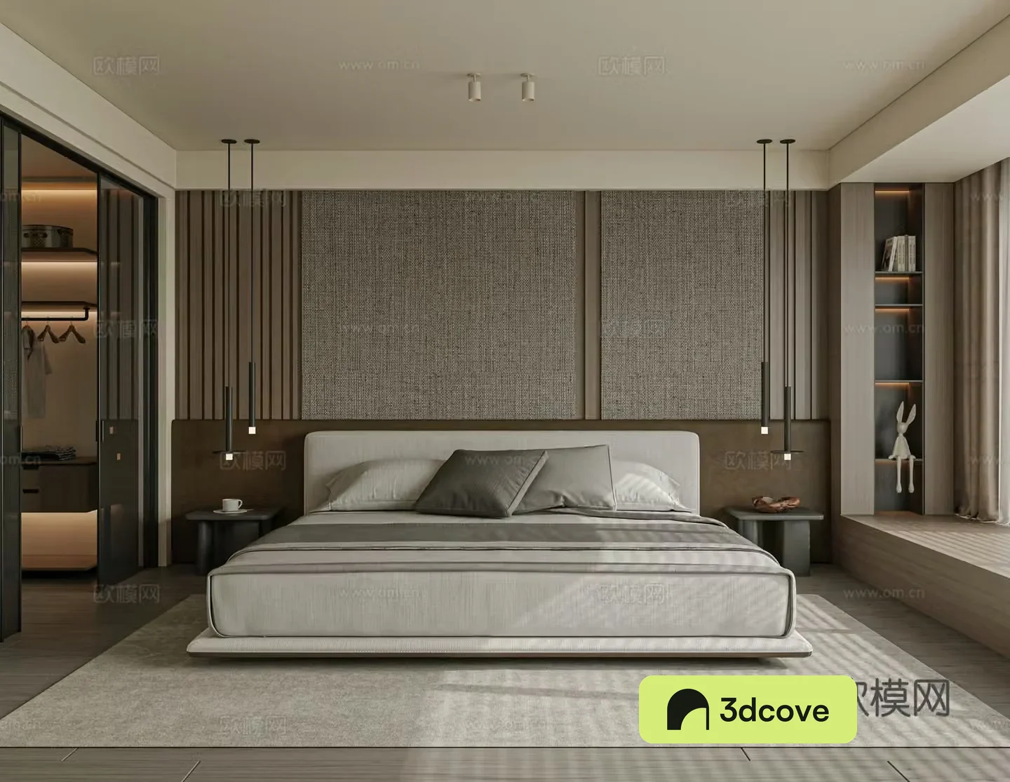 Modern bedroom bed nightstand jewelry