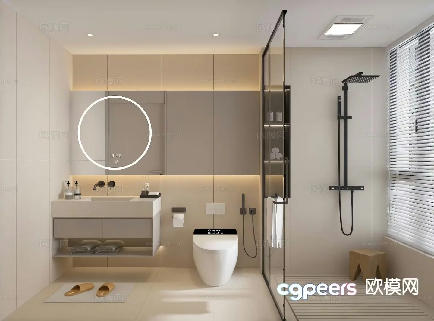 Modern bathroom wet and dry separated bathroom bathroom 3d model