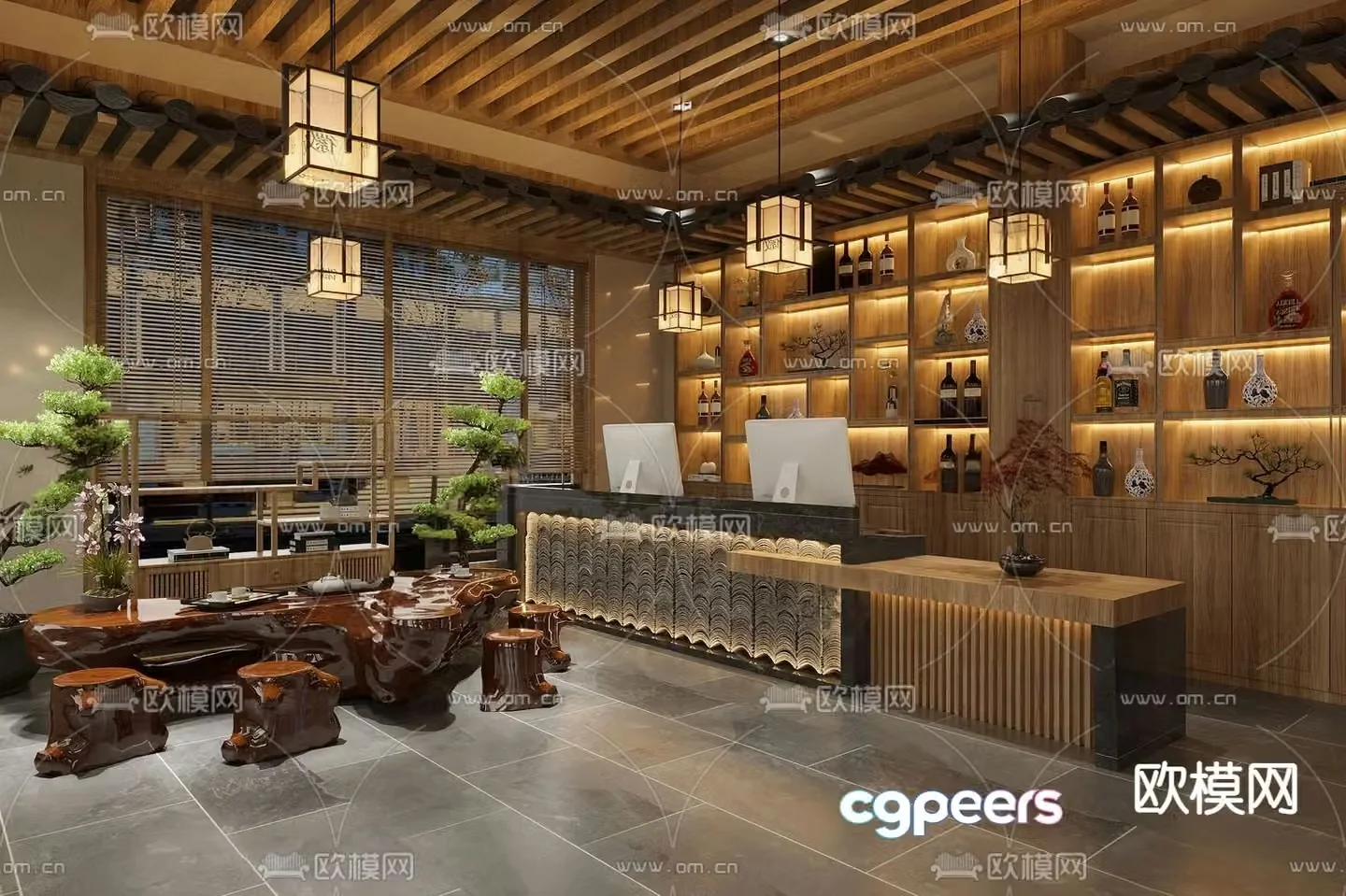Chinese restaurant cashier 3d model