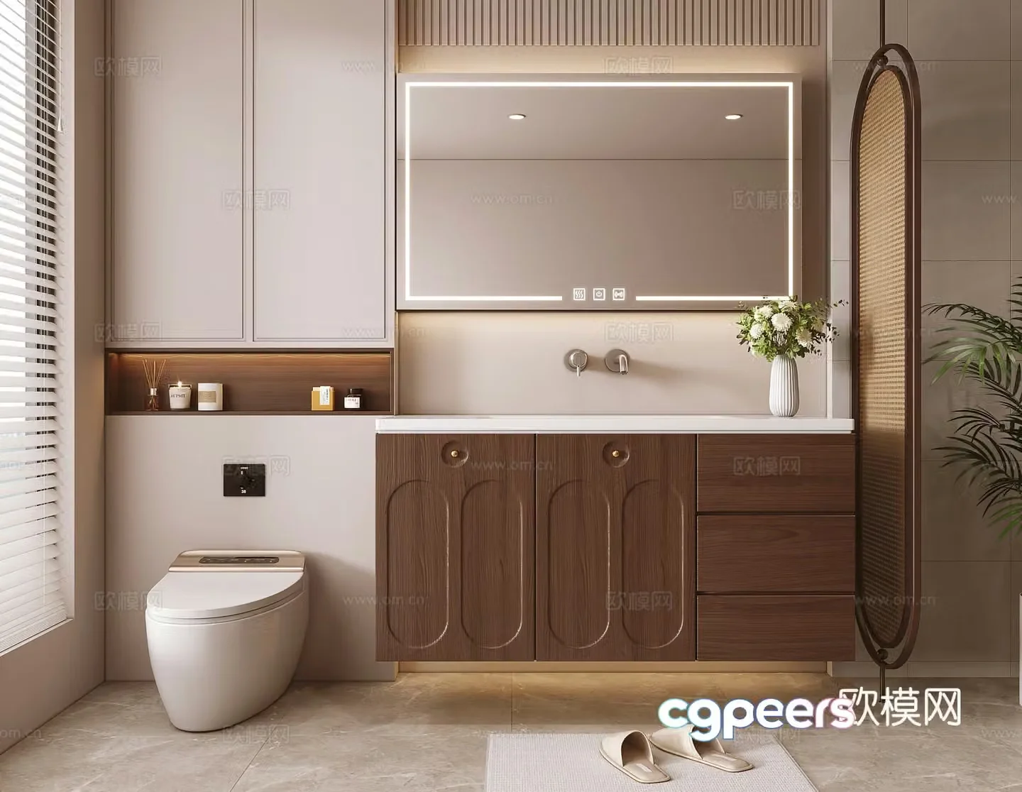 Modern solid wood bathroom cabinet 3d model