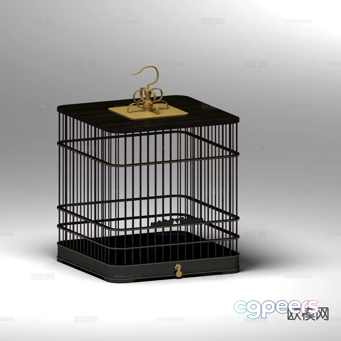 New Chinese style small birdcage birdcage ornaments 3D model