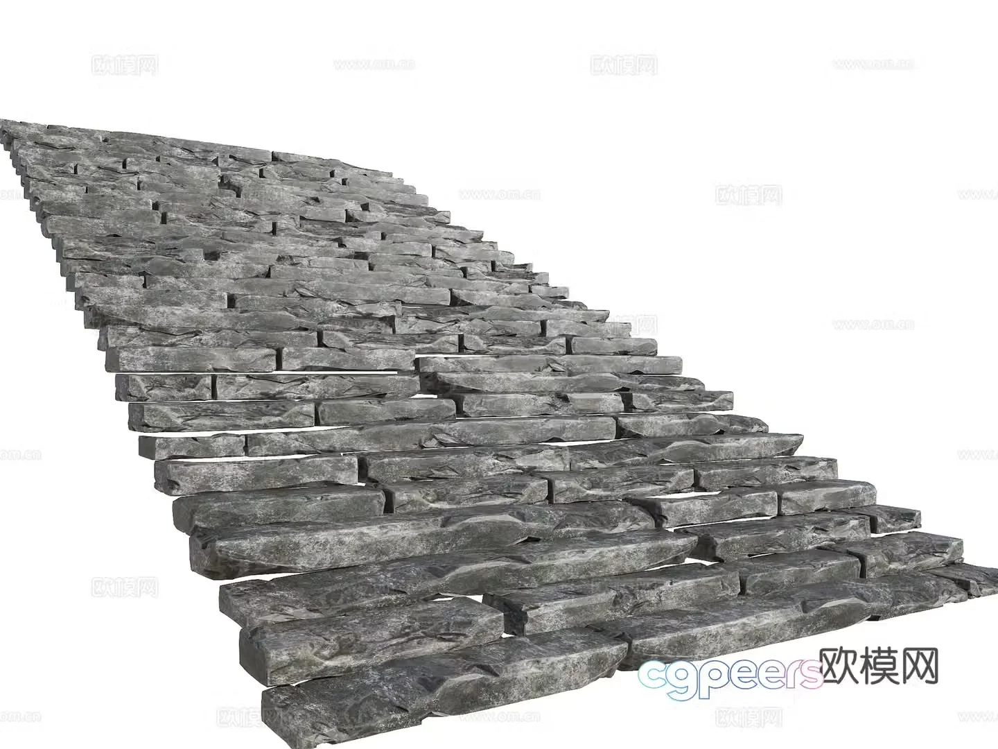 Bluestone slab steps Park slab old stone slab steps Rural wool stone slab steps Natural stone slab steps 3D model