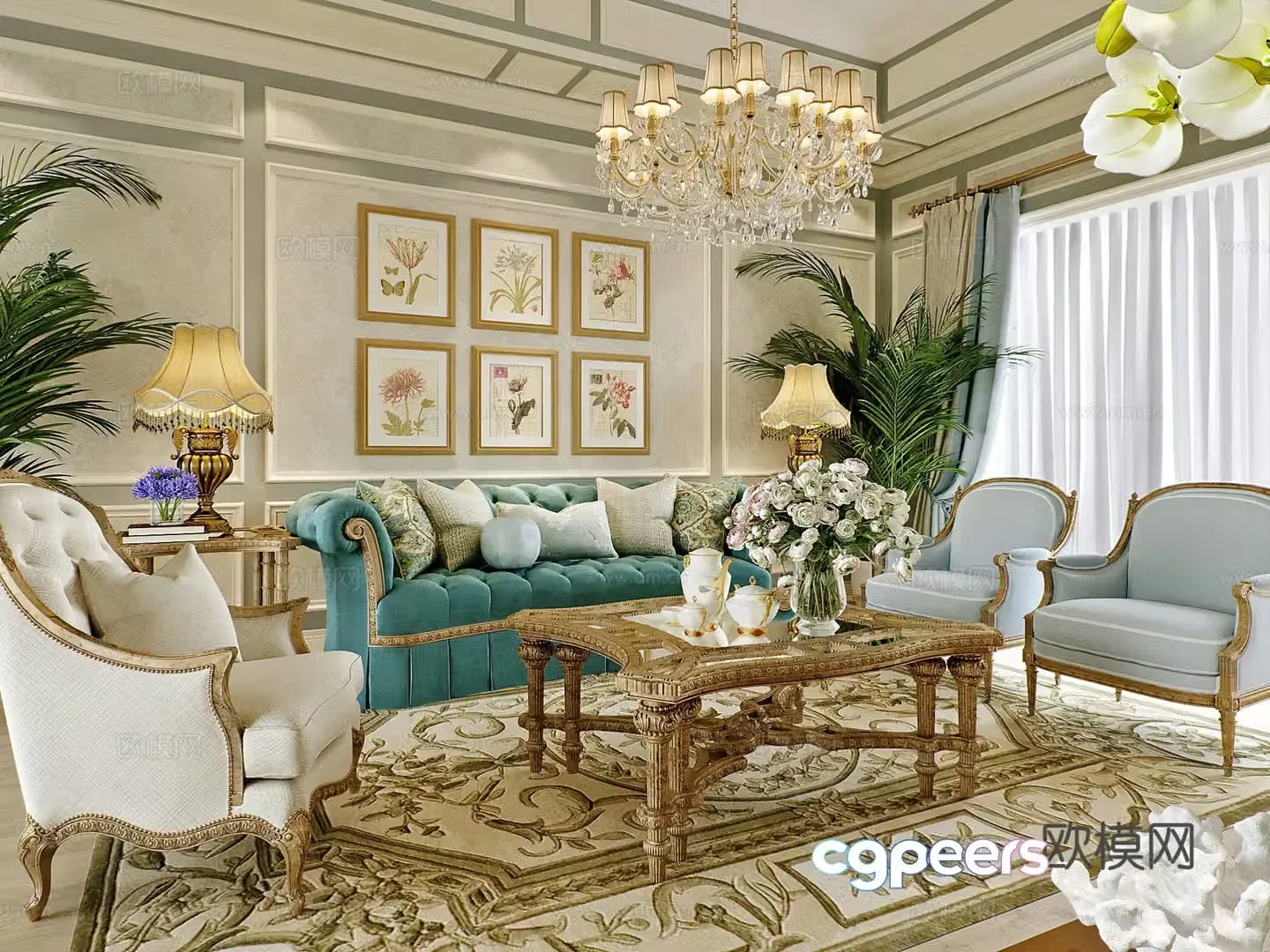 American living room combination 3D model