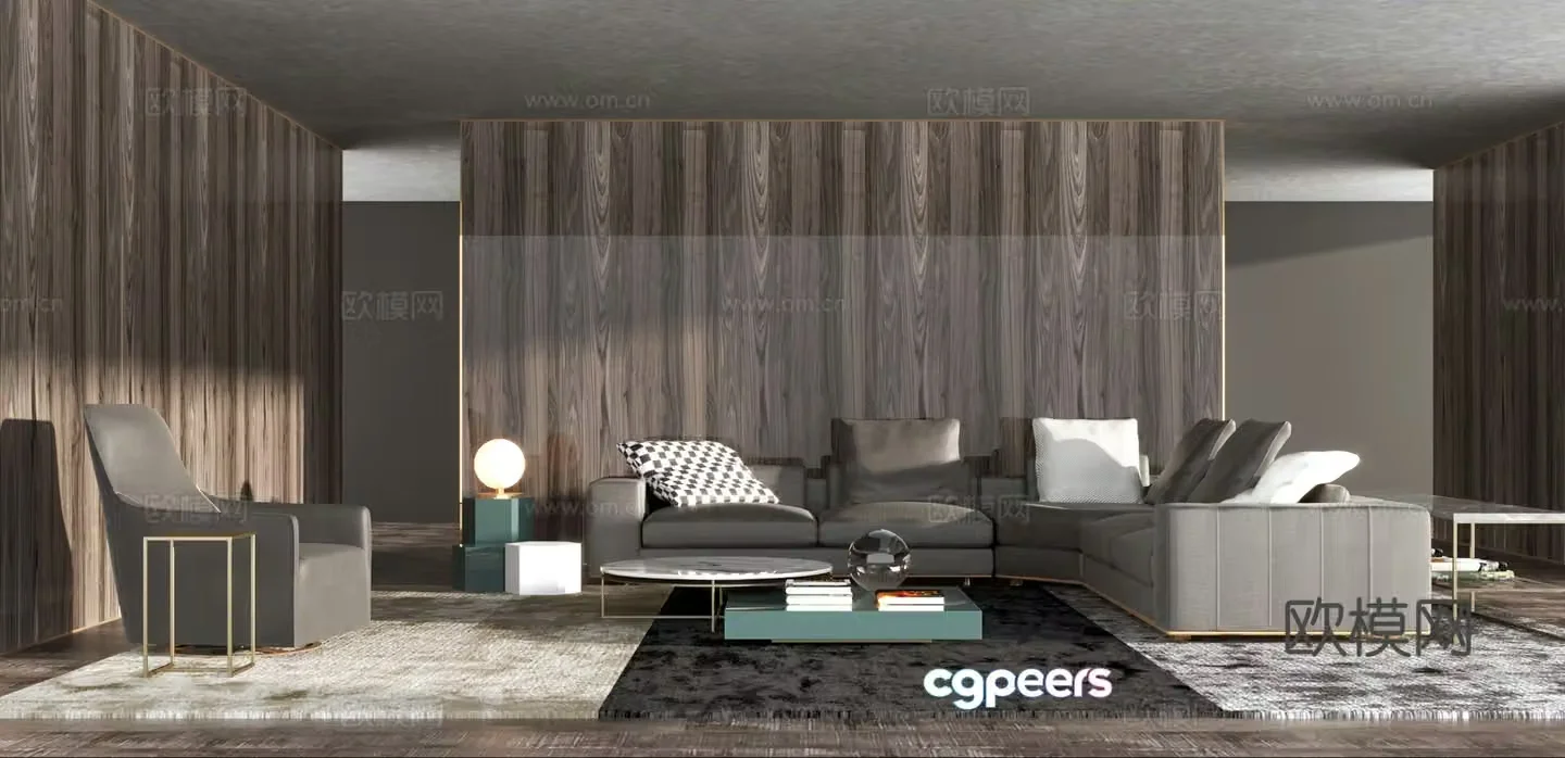 Modern Minotti sofa coffee table combination 3D model