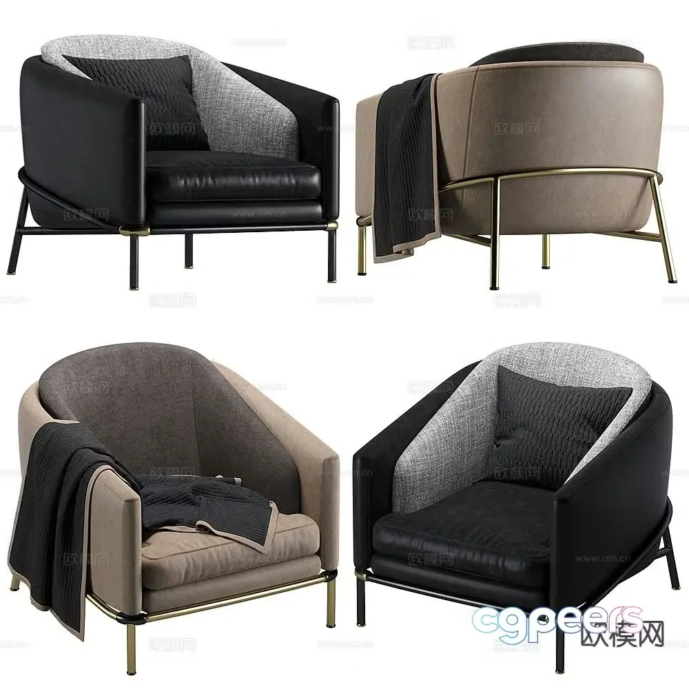 Light luxury sofa chair single sofa 3d model