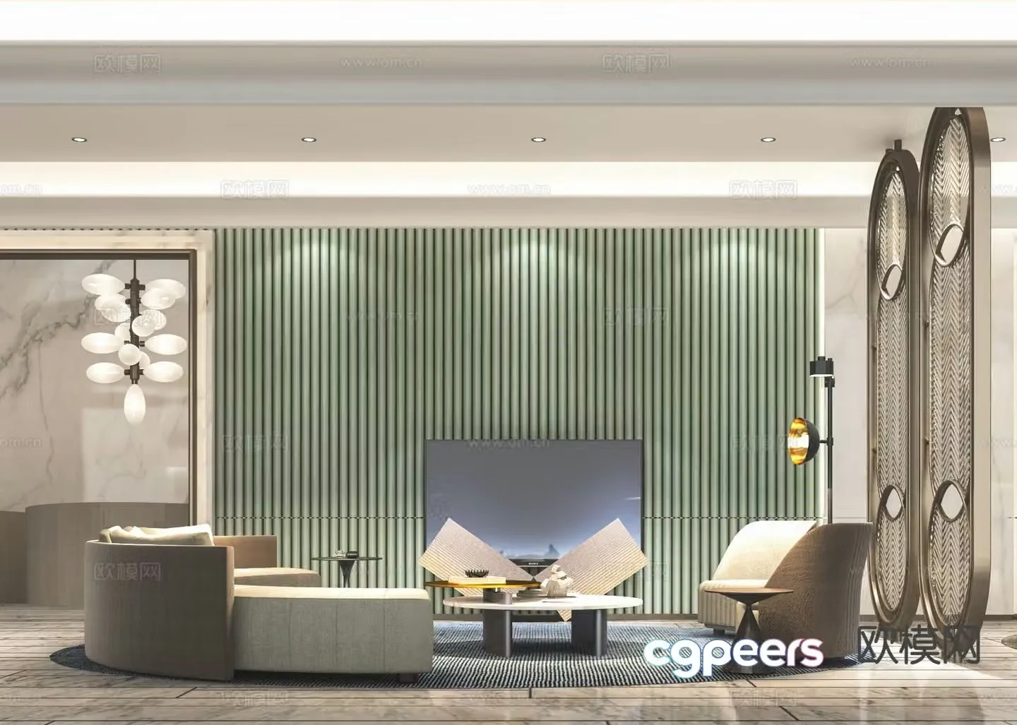 Light luxury restaurant horizontal hall 3D model