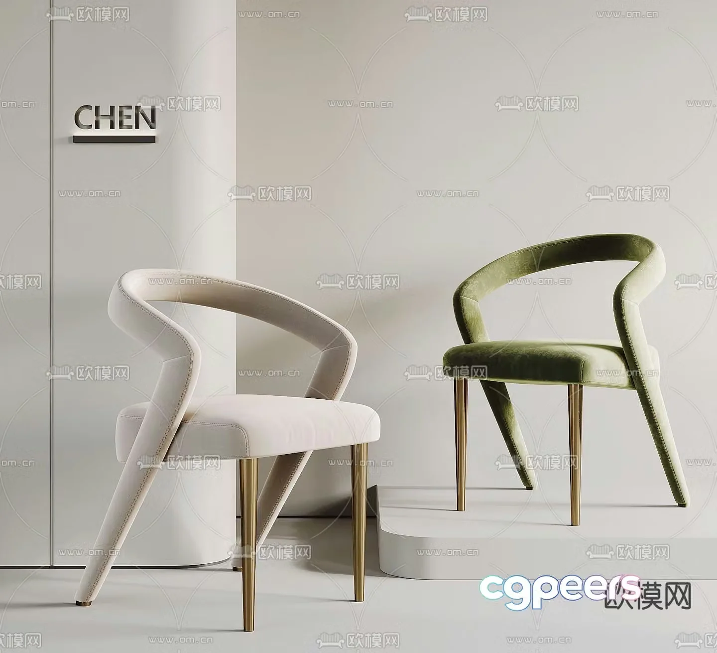 Velvet chair dining chair 3d model