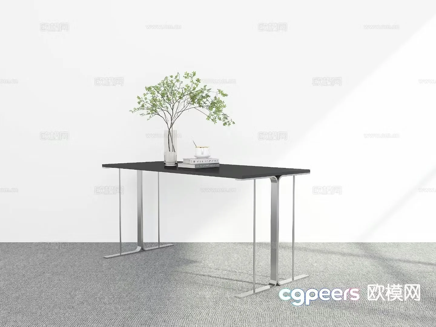 Simple dining table bar-shaped dining table 3D model