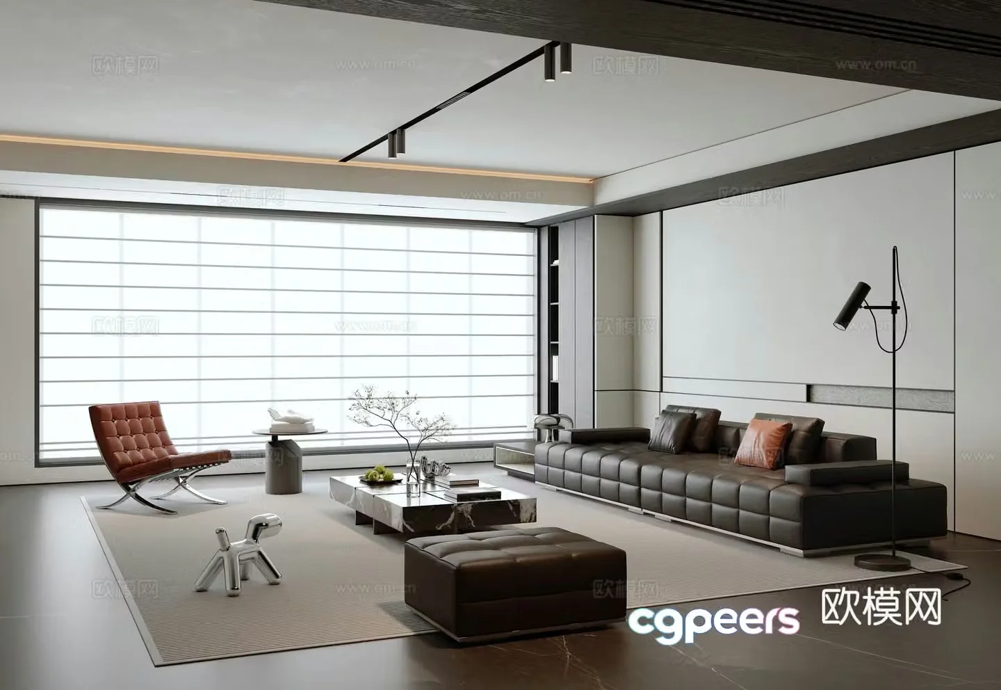 Modern minimalist Italian living room 3d model
