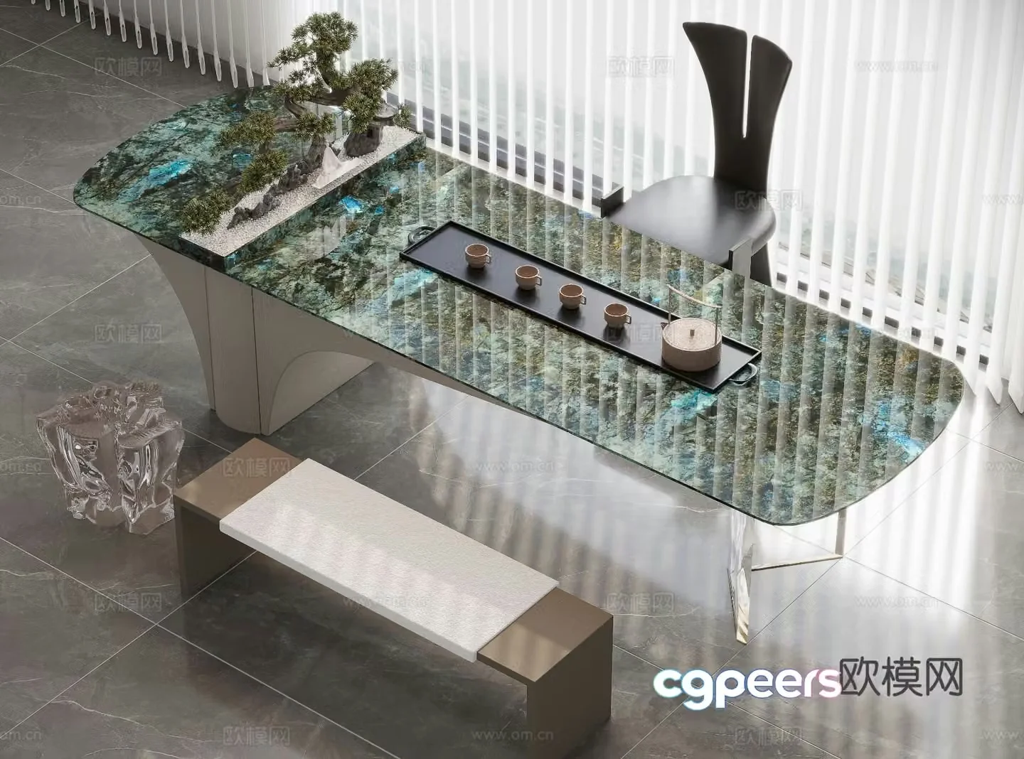 New Chinese style tea table tea table 3d model
